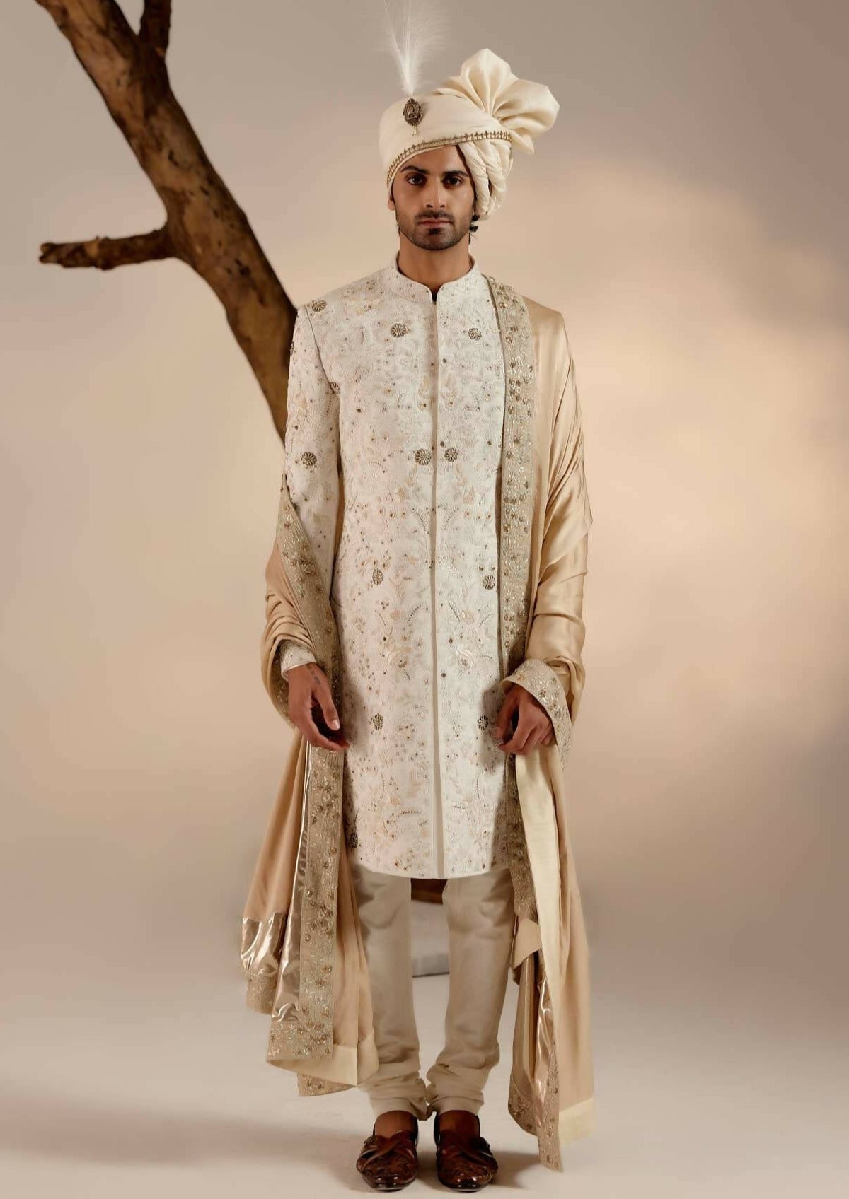 Ivory & Gold Sherwani Set