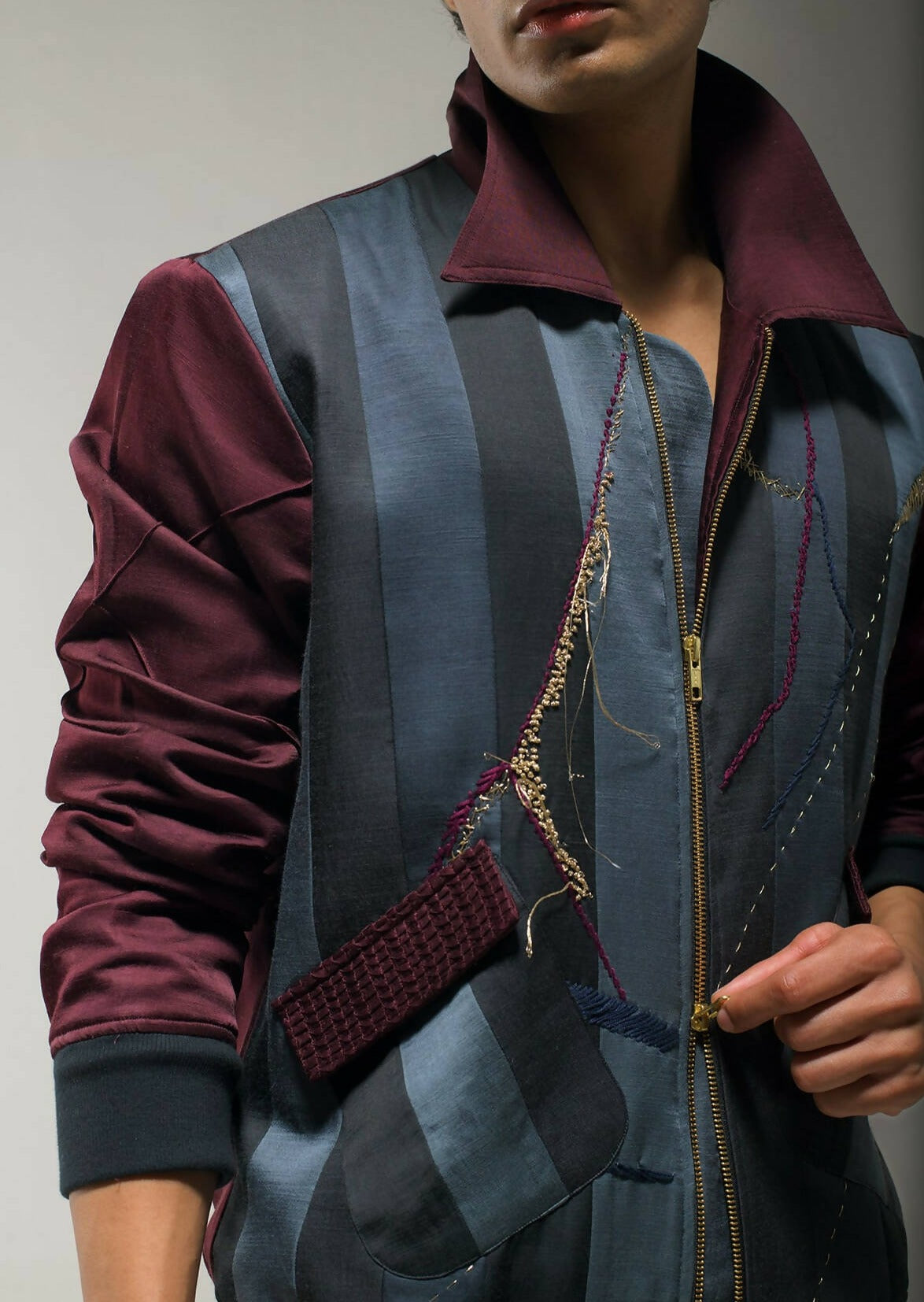 Black Striped Bomber Jacket