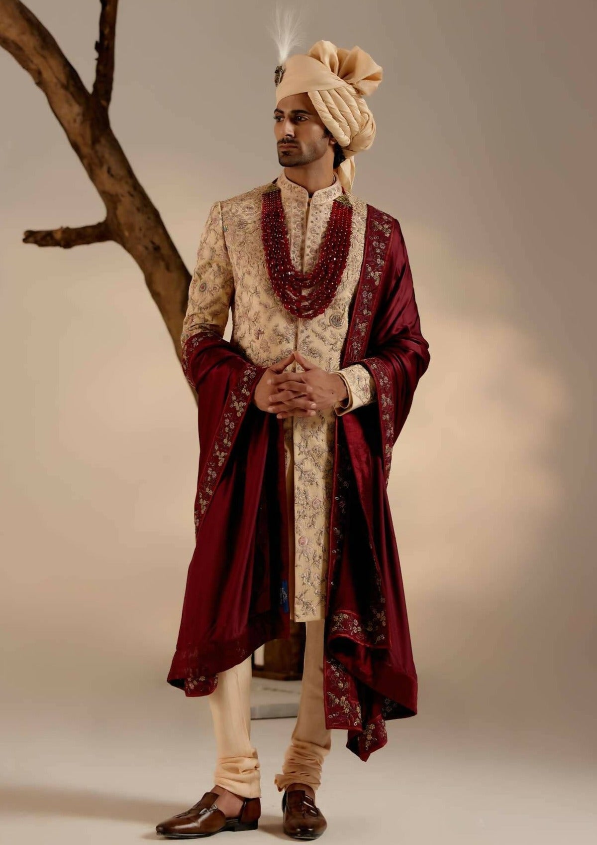 Pale Gold Sherwani Set