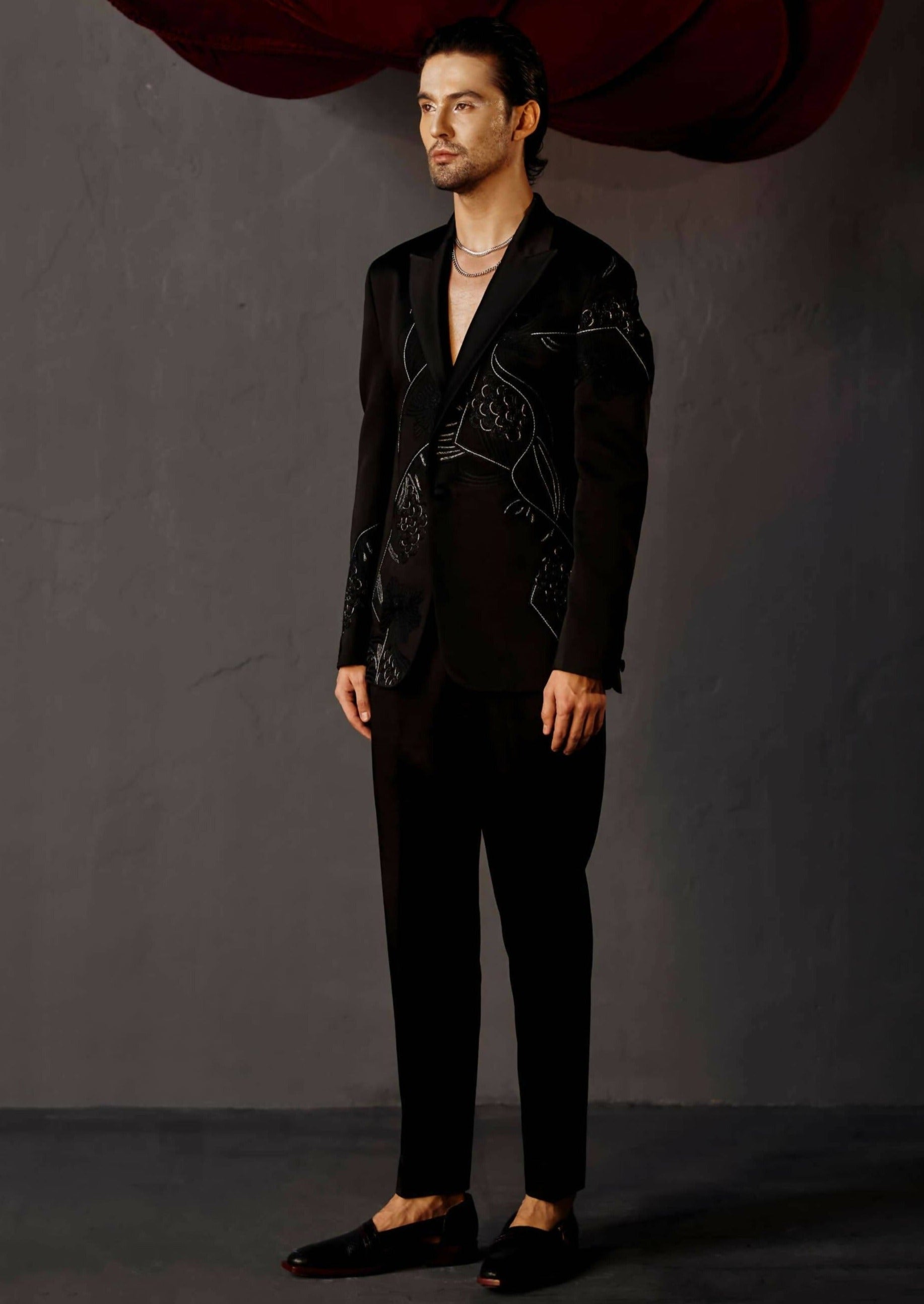 Pique Black Tuxedo Set