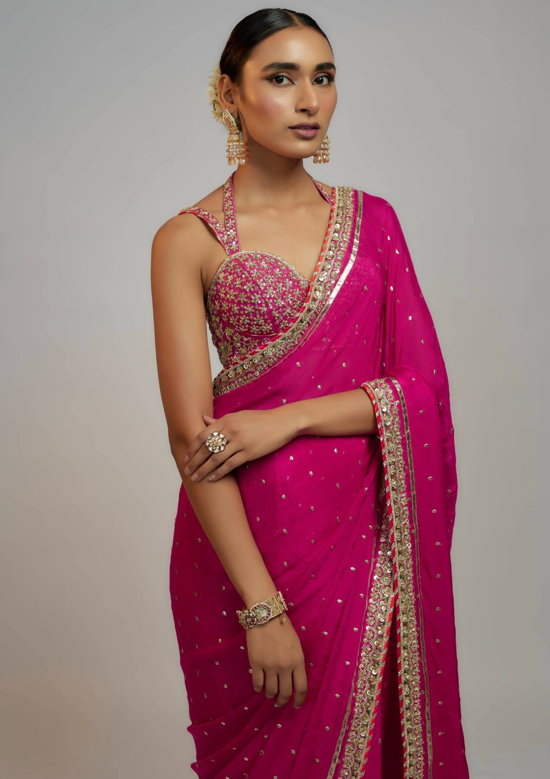 Anupa Rani Pink Sari Set