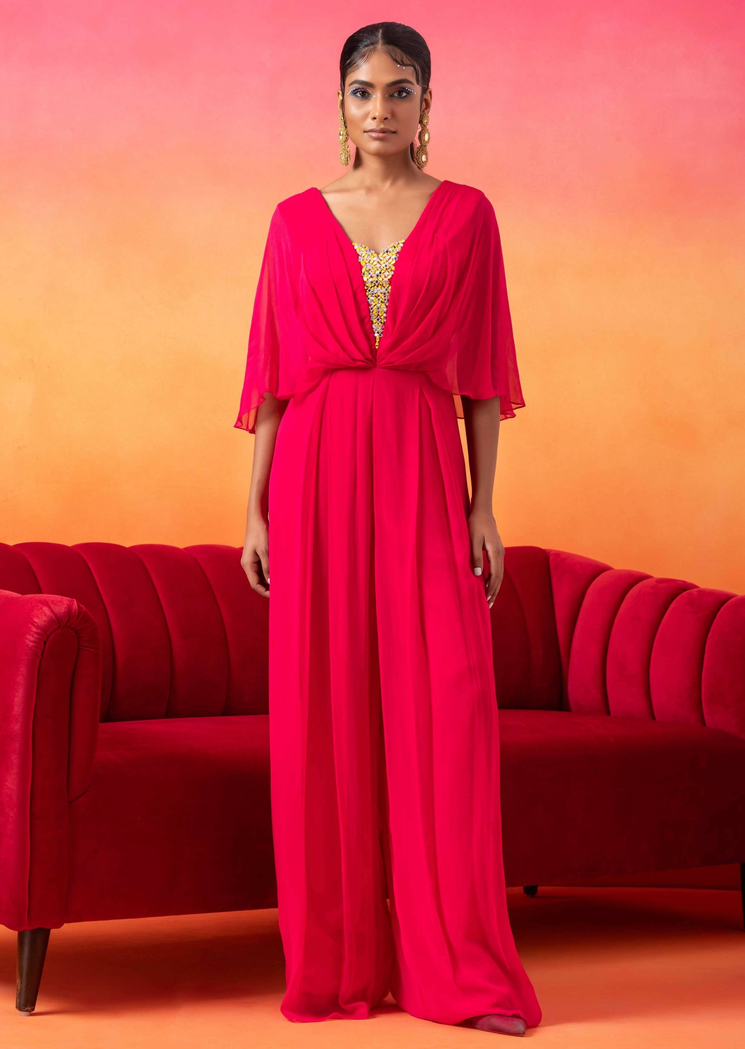 Barbie Pink Pre-Draped Jumpsuit