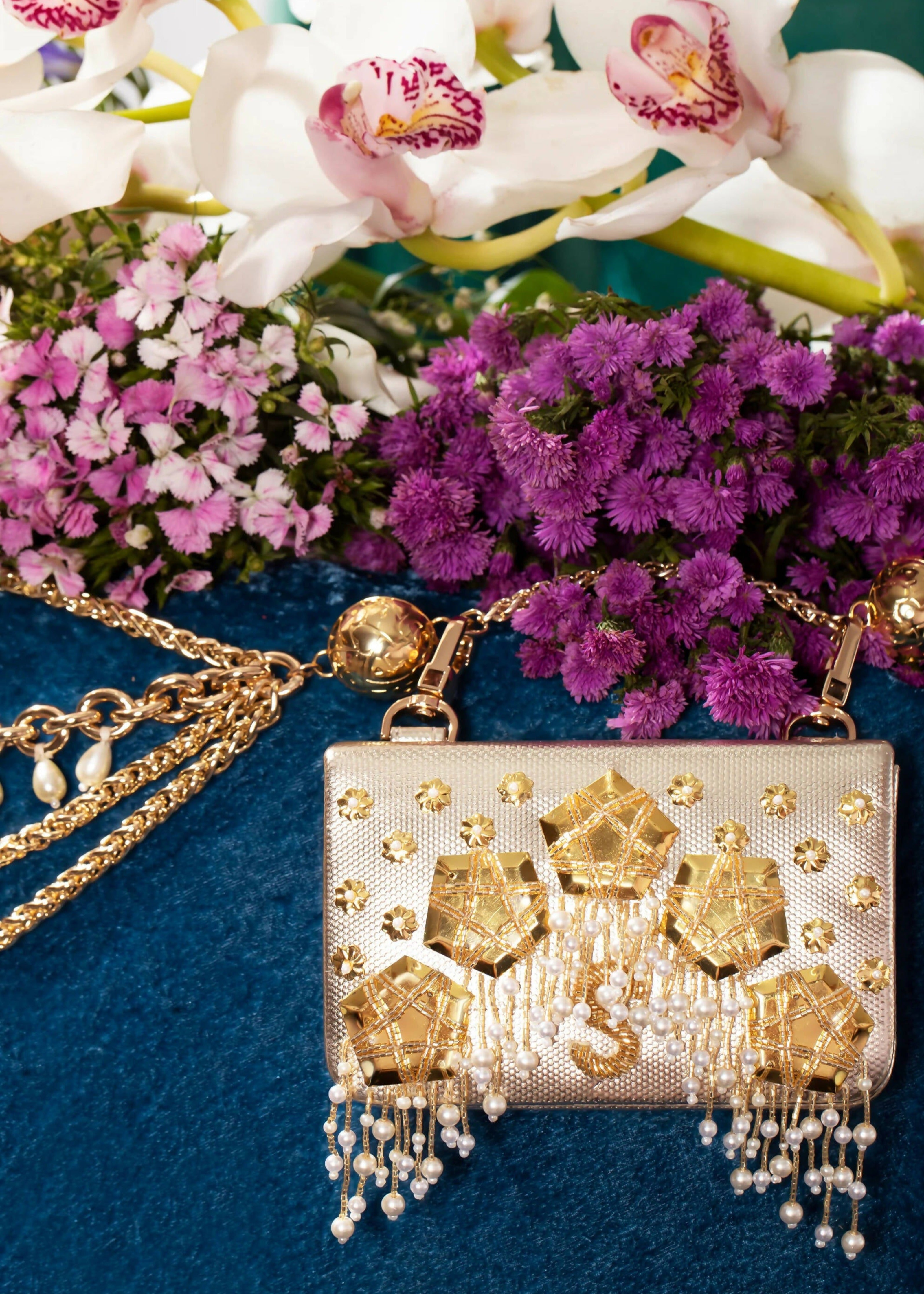 Gold Bridal Chain-Link Belt Bag with Custom Initial