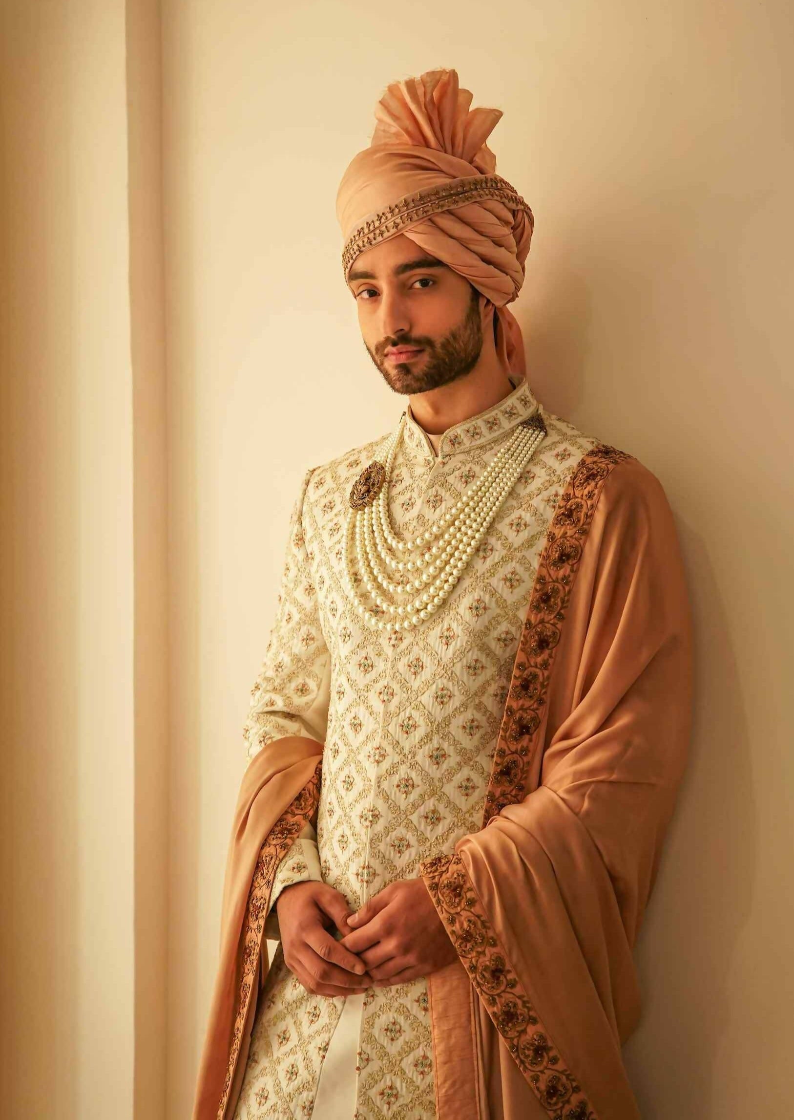 Ivory Tan Sherwani Set