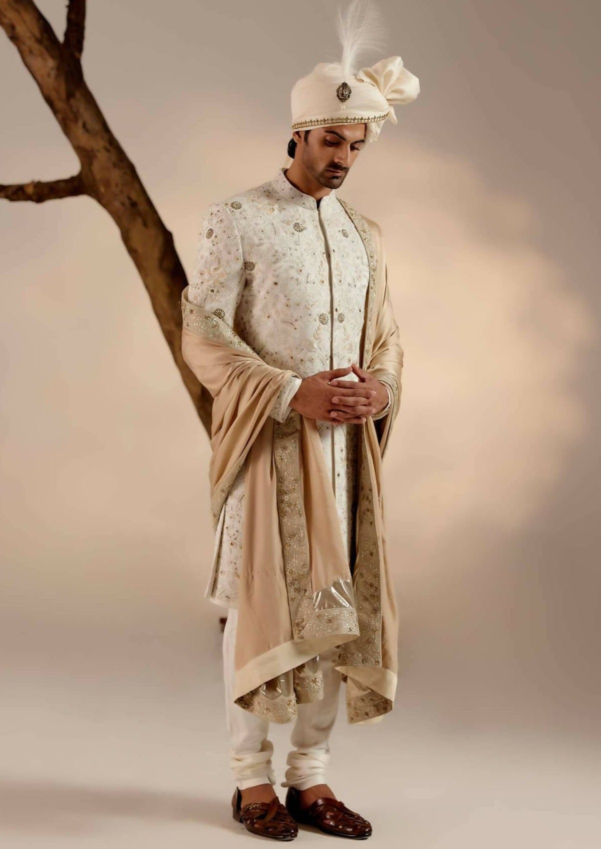 Ivory & Gold Sherwani Set
