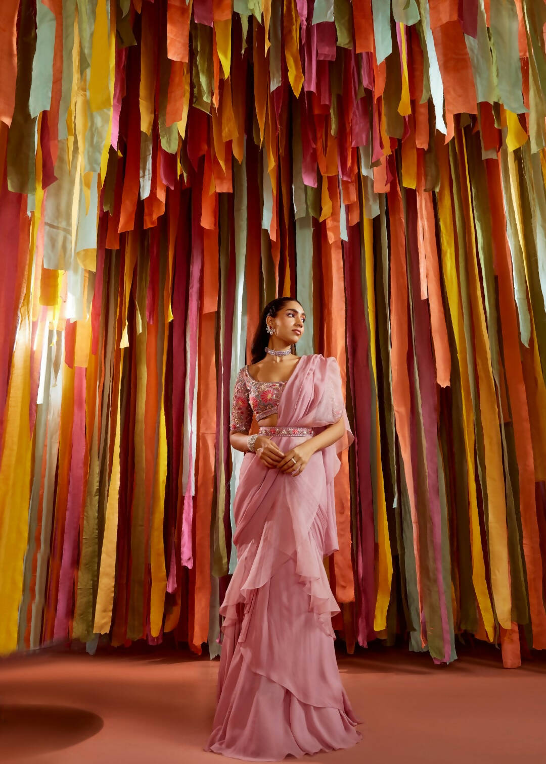 Mauve Ruffle Sari