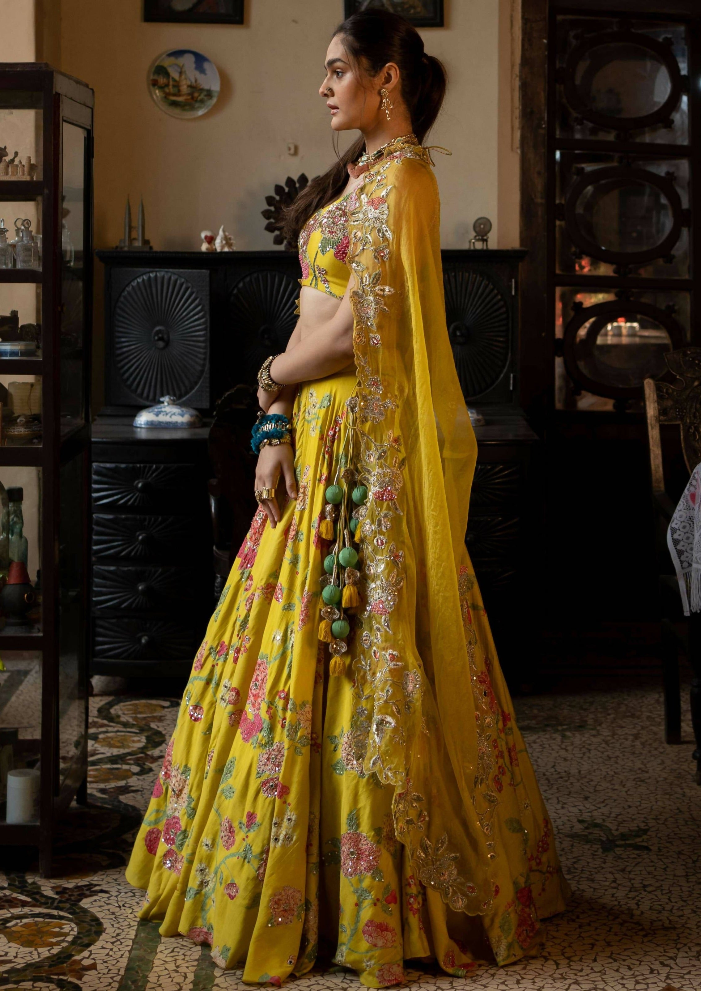 Yellow Multi Floral Lehenga Set