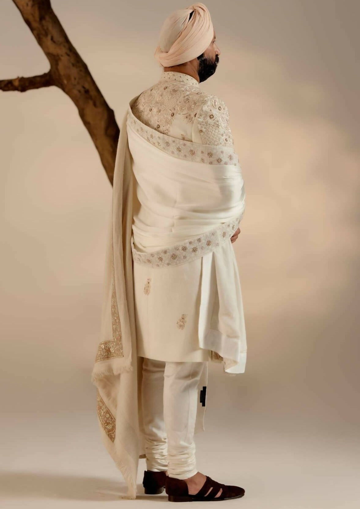 Butter Cream Sherwani Set