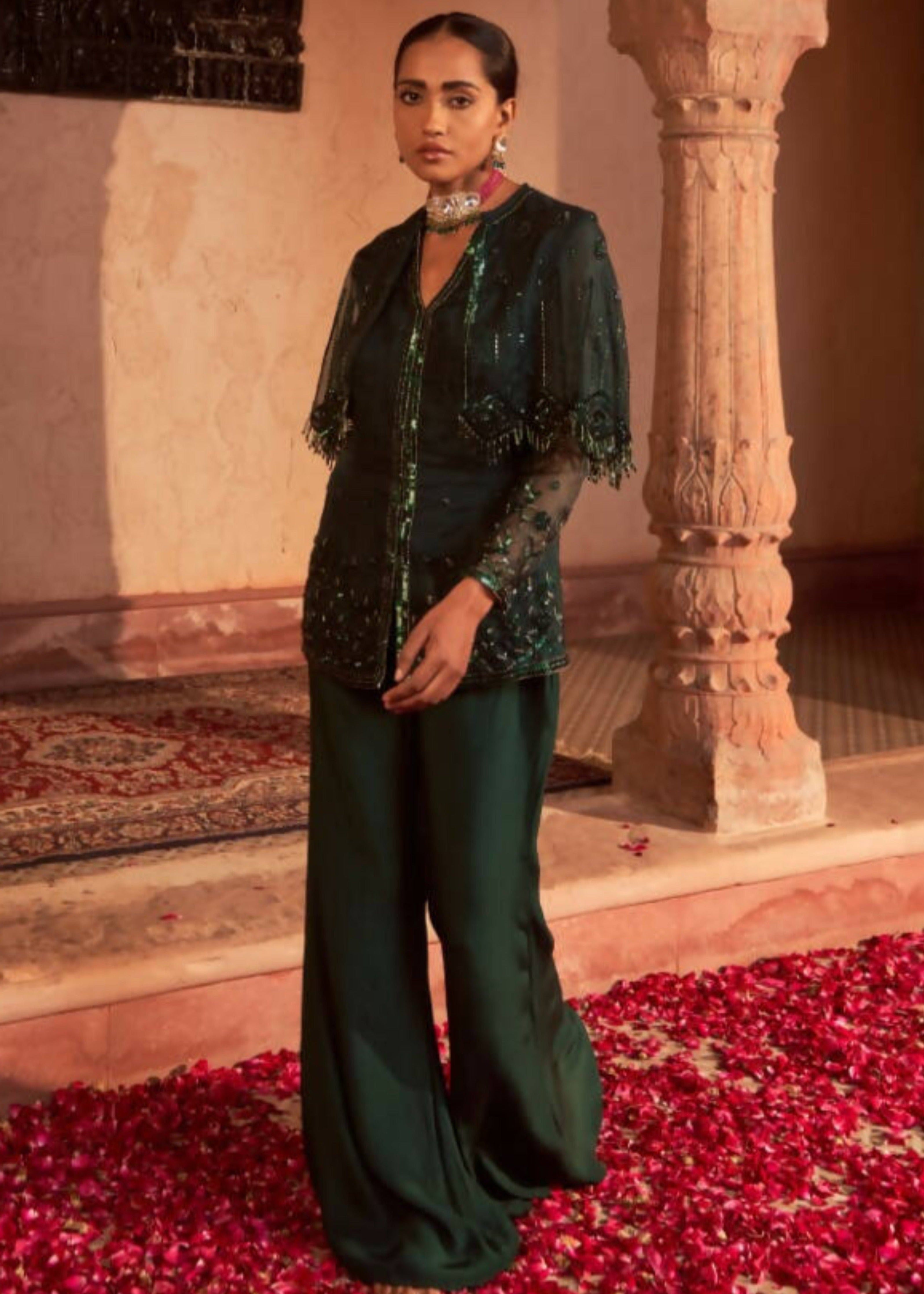 Green Bahu Mela Sharara Set