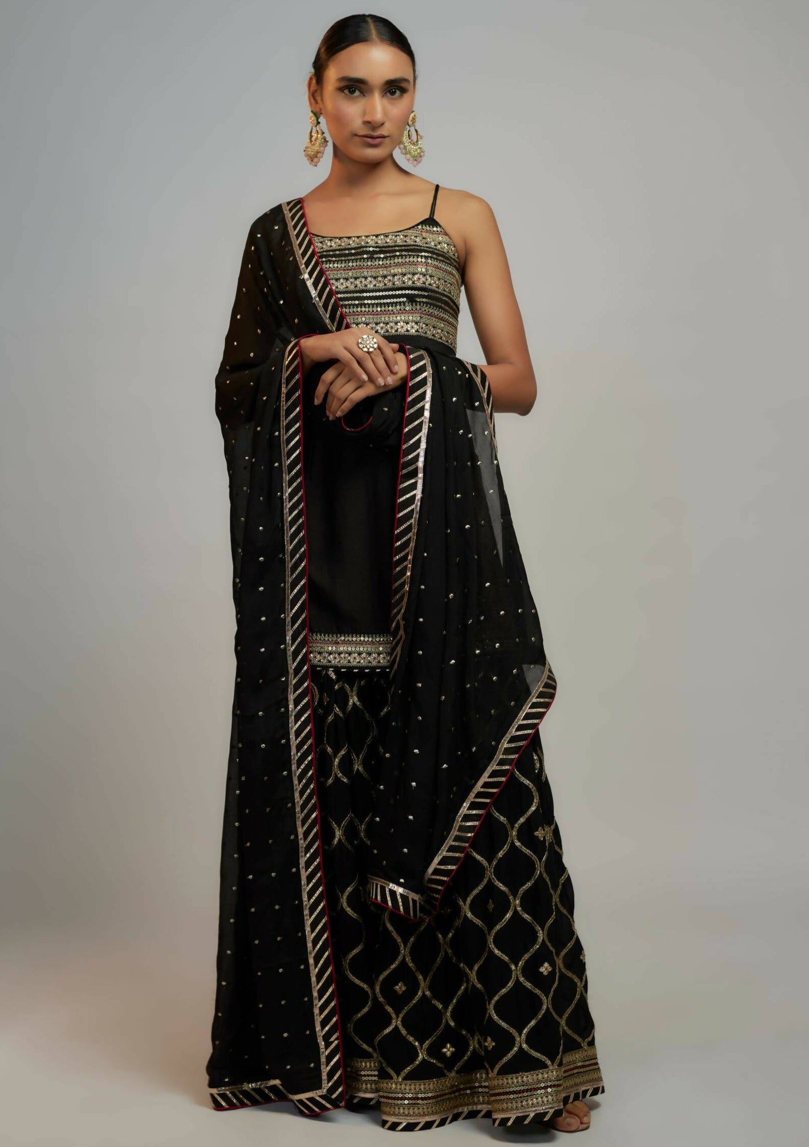 Aarva Black Strappy Set