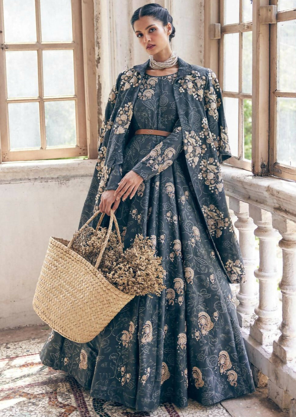 Black Deer Printed Anarkali