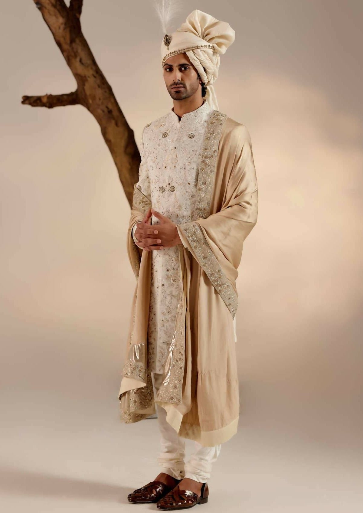 Ivory & Gold Sherwani Set