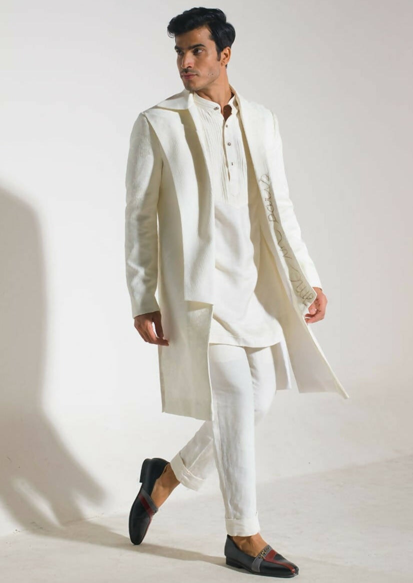 Ivory Textured Overcoat