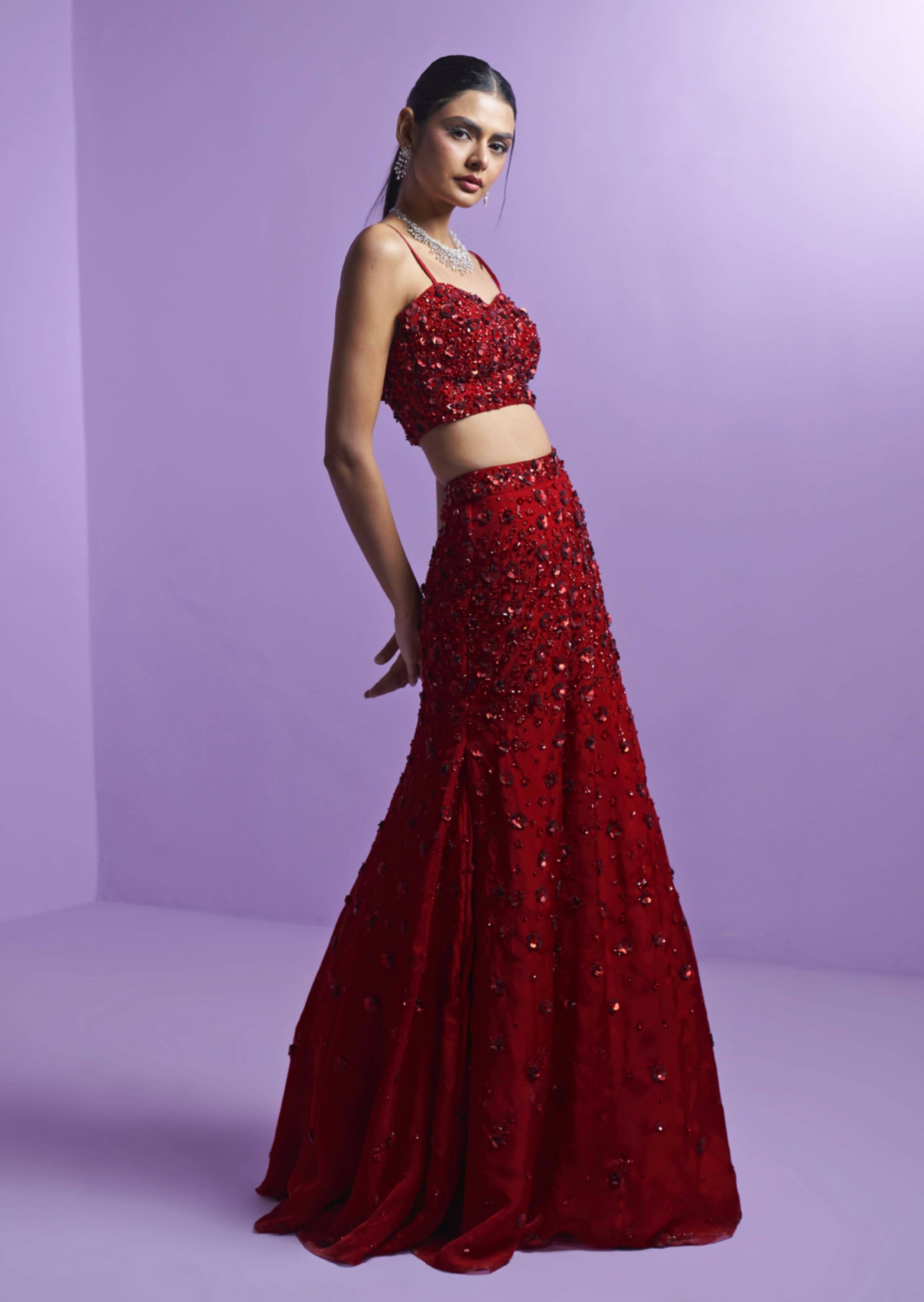 Vivid Crimson Lehenga Set