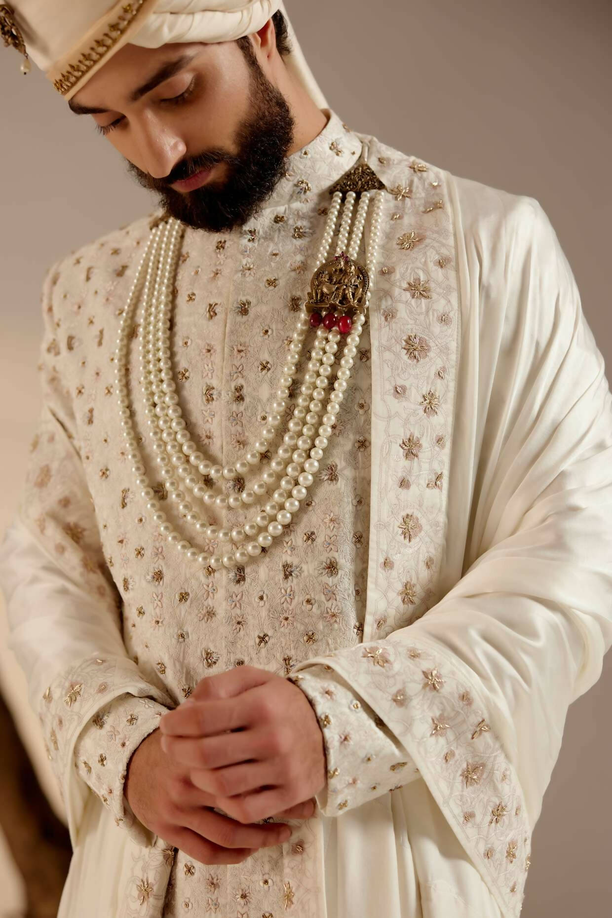 Pure White Sherwani Set