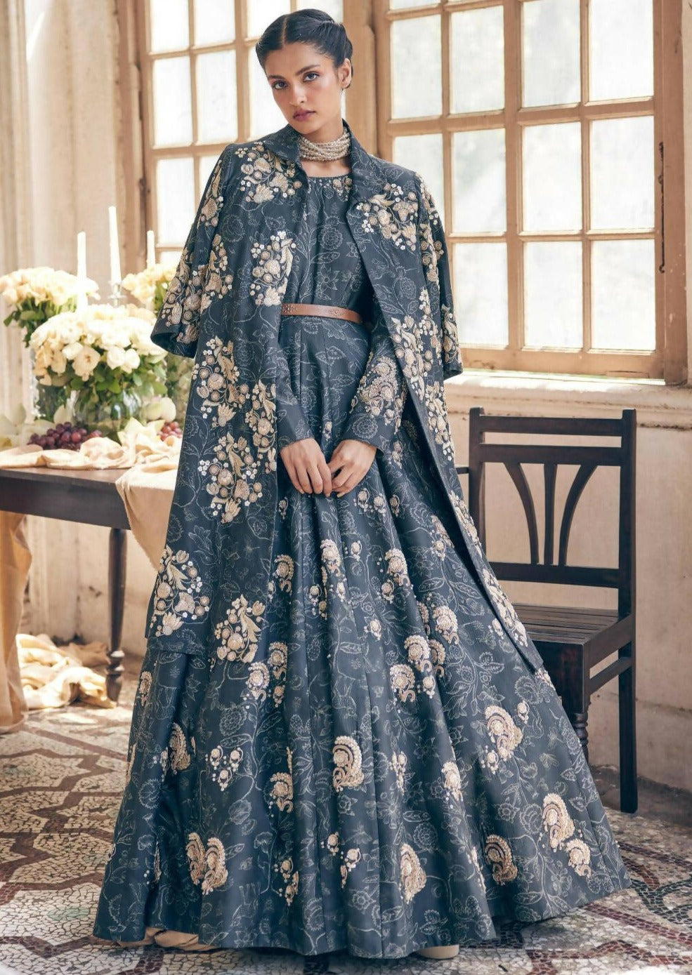 Black Deer Printed Anarkali