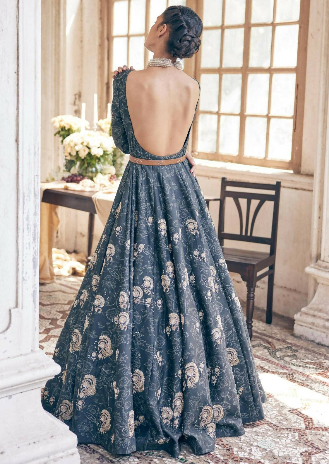 Black Deer Printed Anarkali