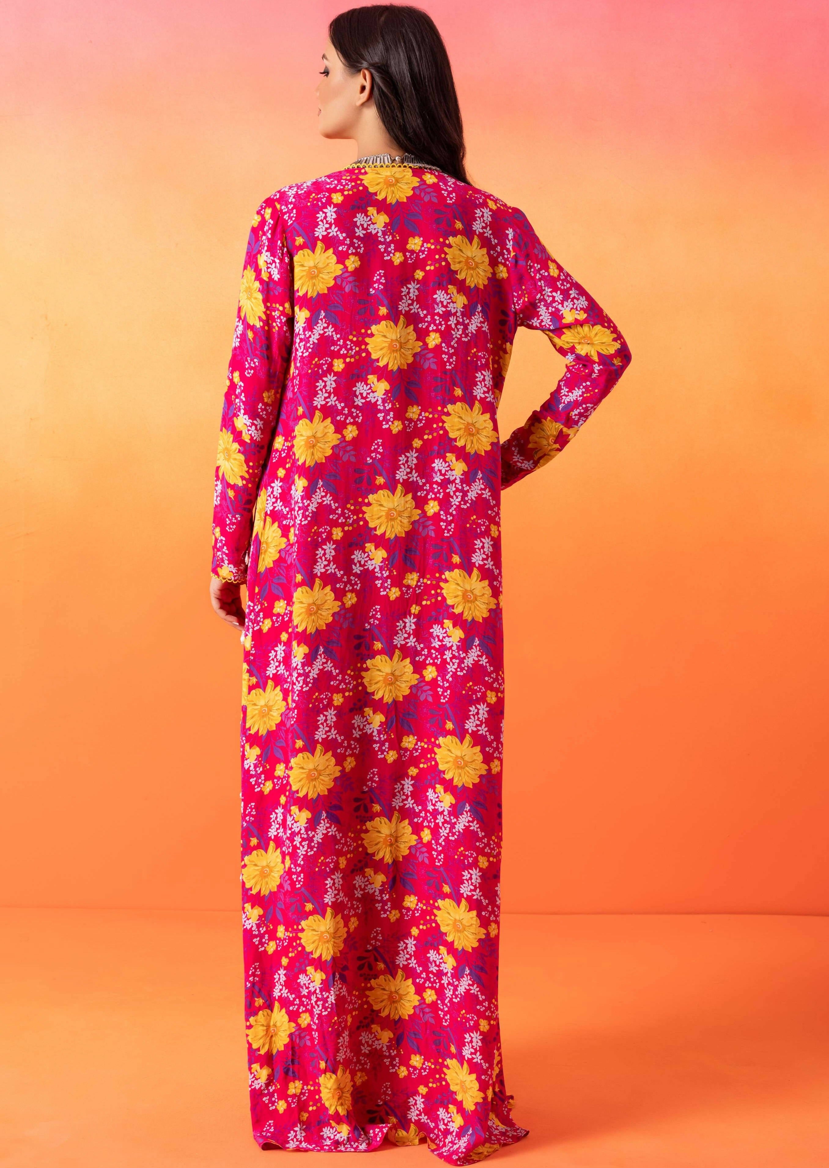 Fuschia Pink Floral Print Pant Set