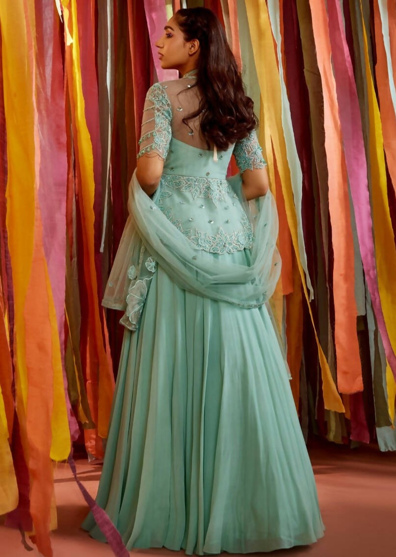 Mint Green Peplum and Skirt Set
