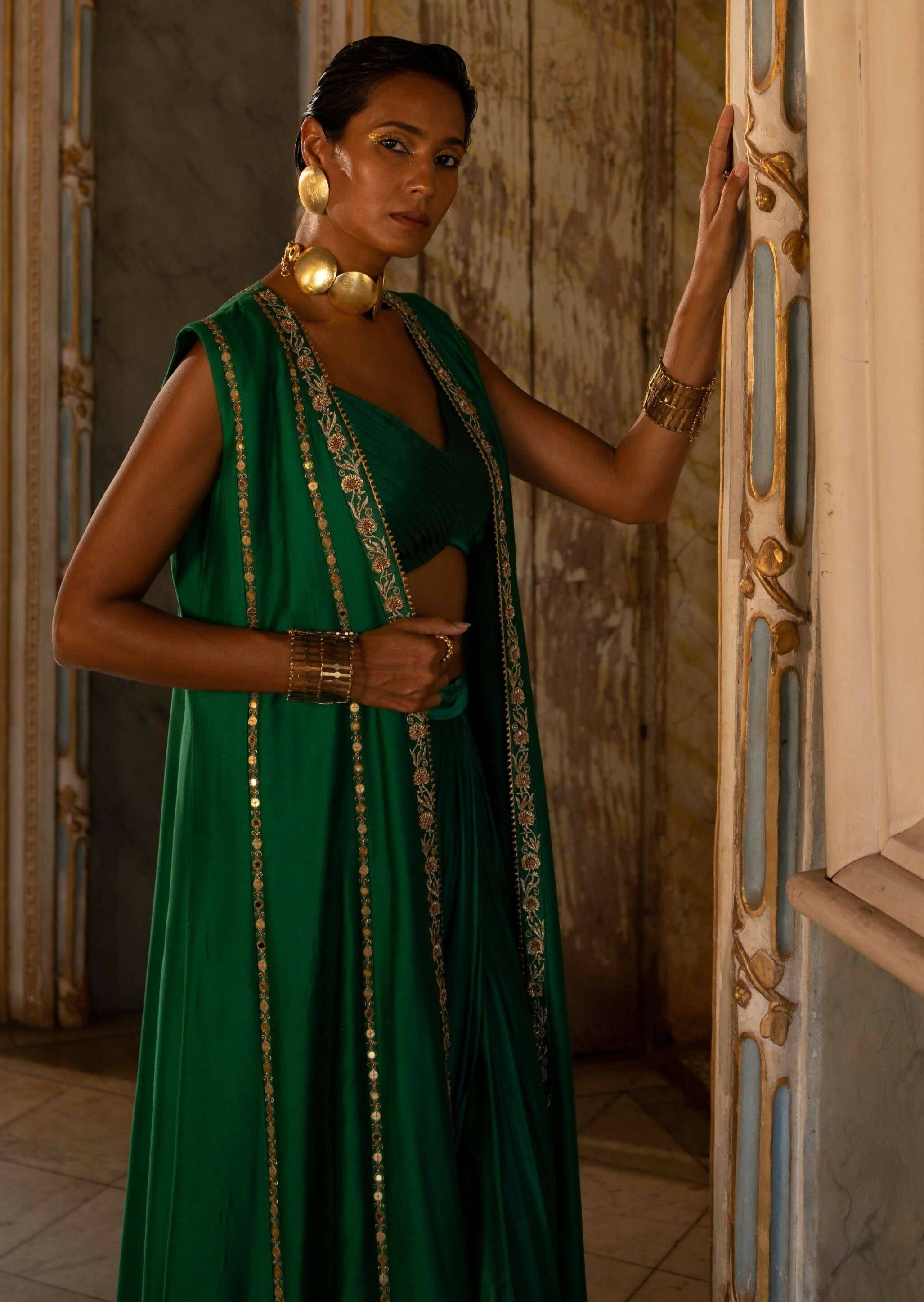 Emerald Green Long Choga Set