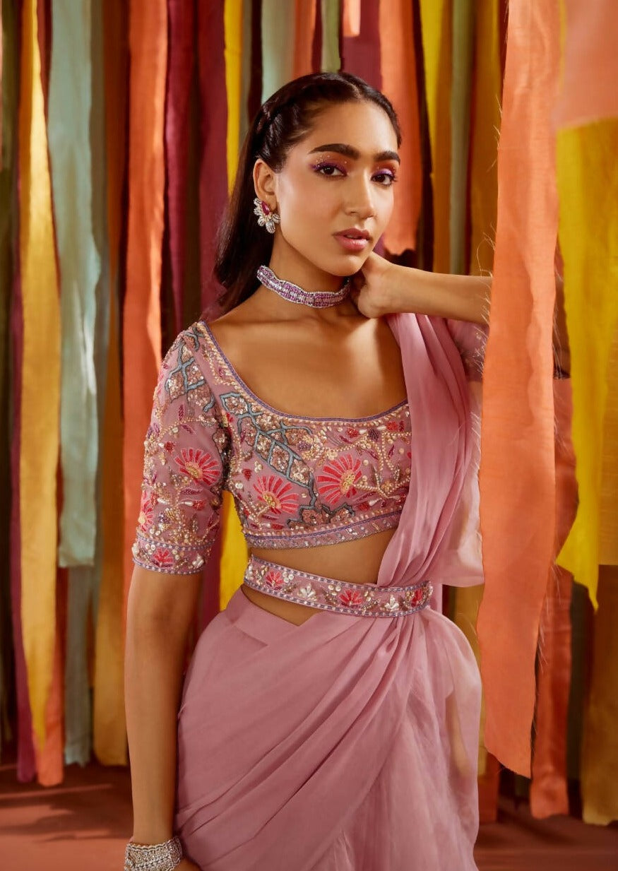 Mauve Ruffle Sari