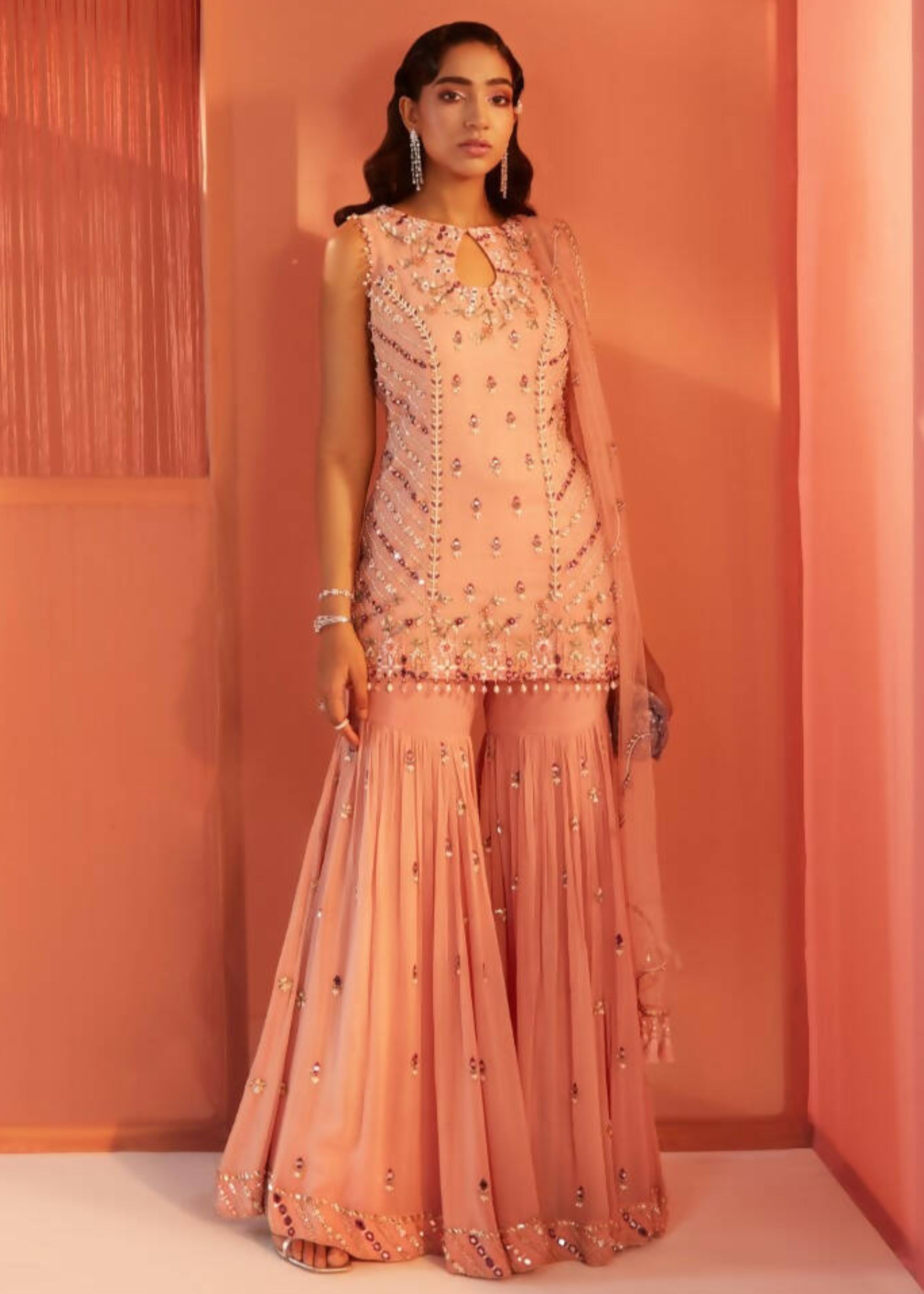 Dusty Pink Kurta and Sharara Set