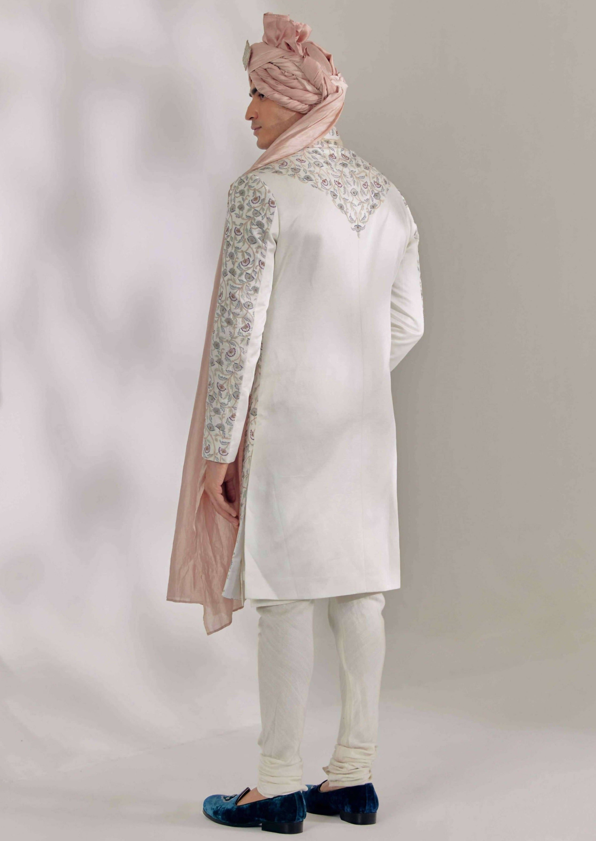 White Vine Sherwani Set