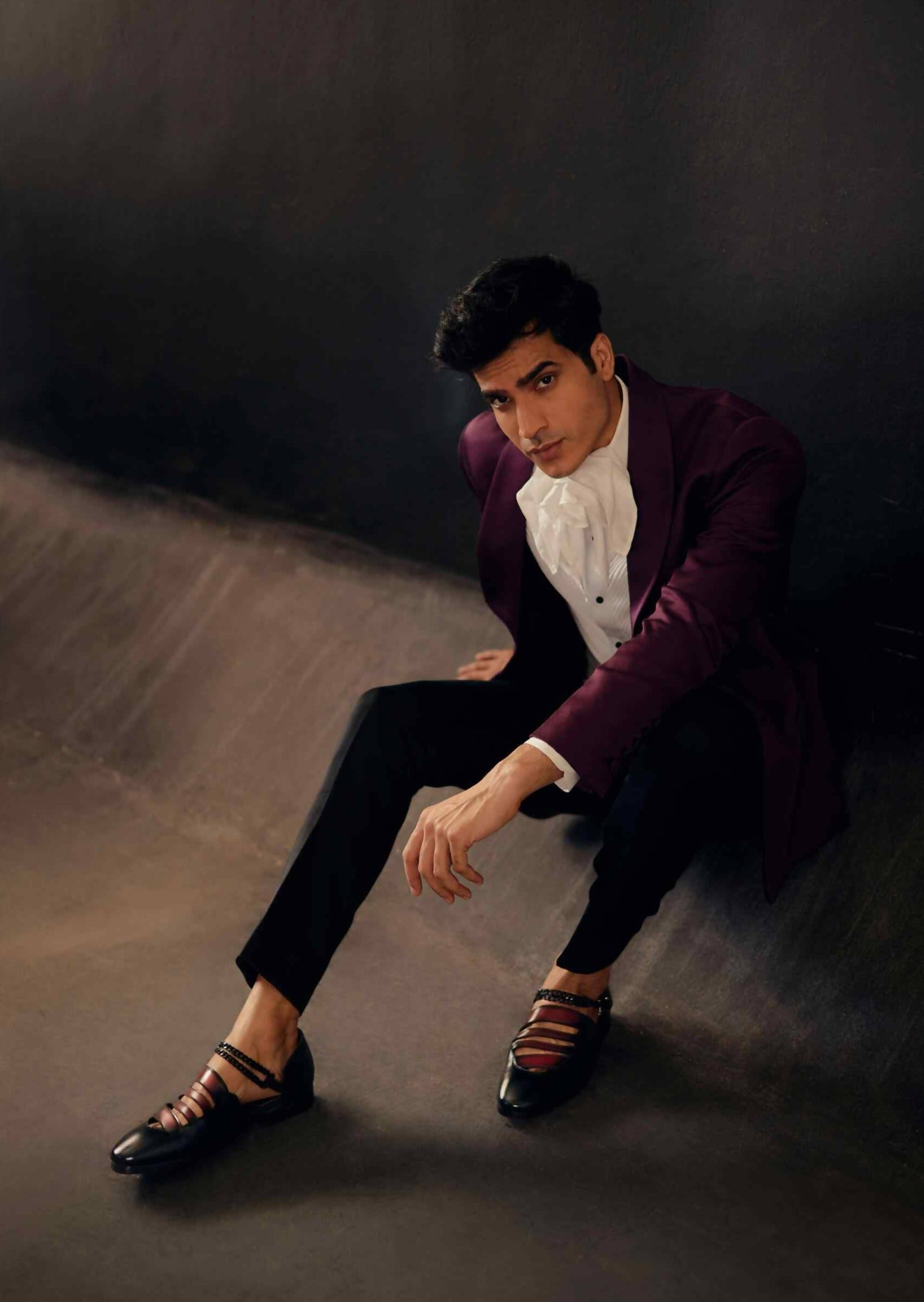 Coral Wine Tuxedo Set