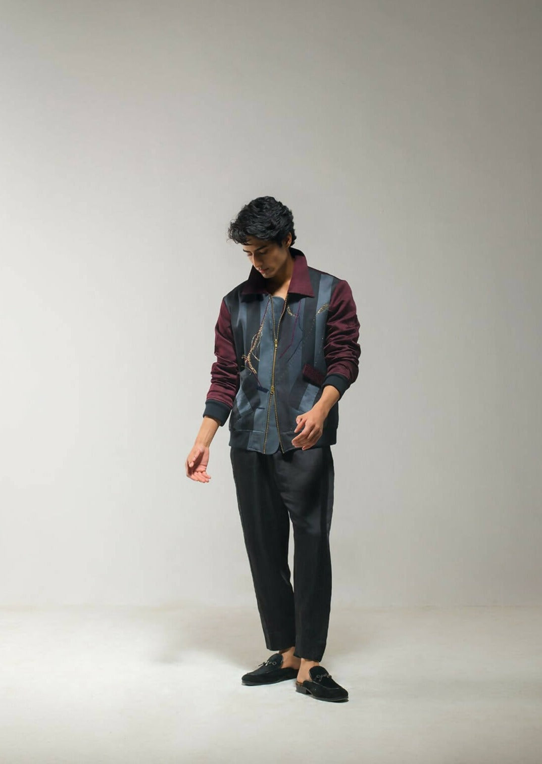 Black Striped Bomber Jacket
