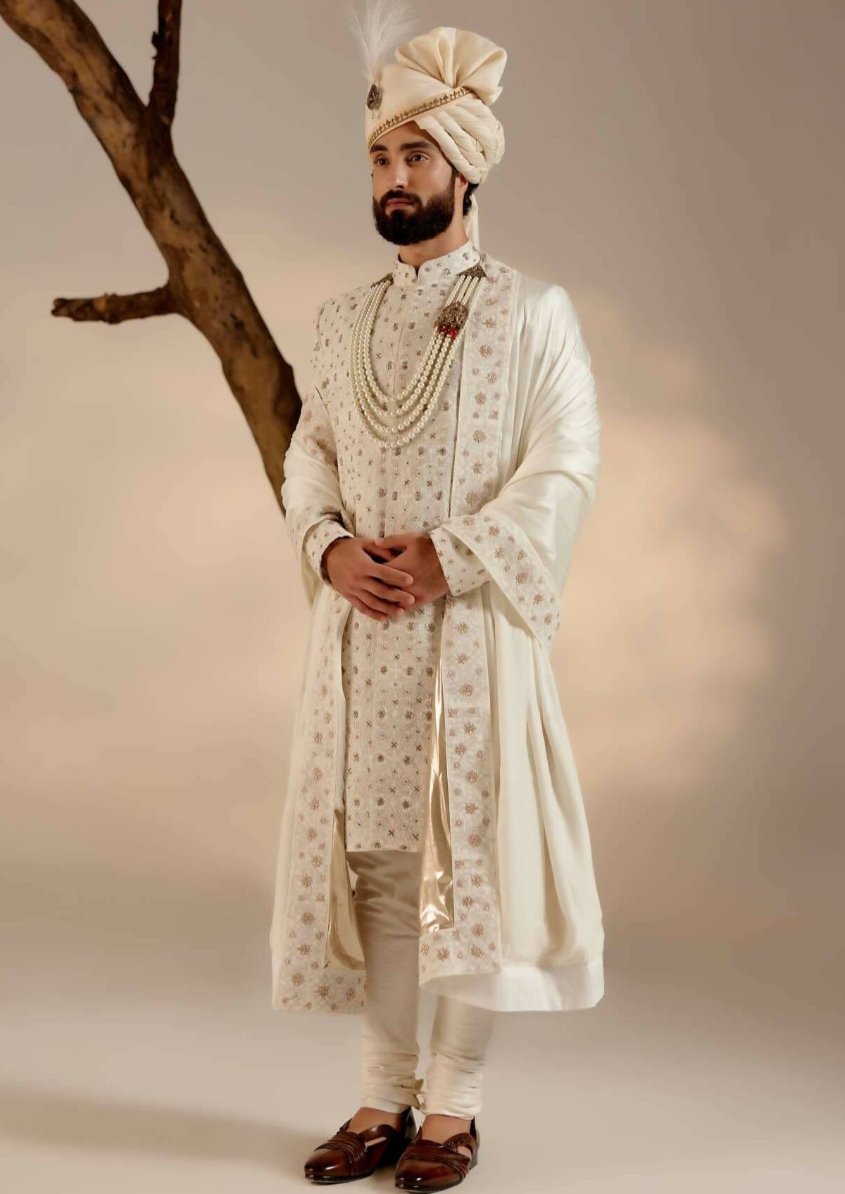 Pure White Sherwani Set