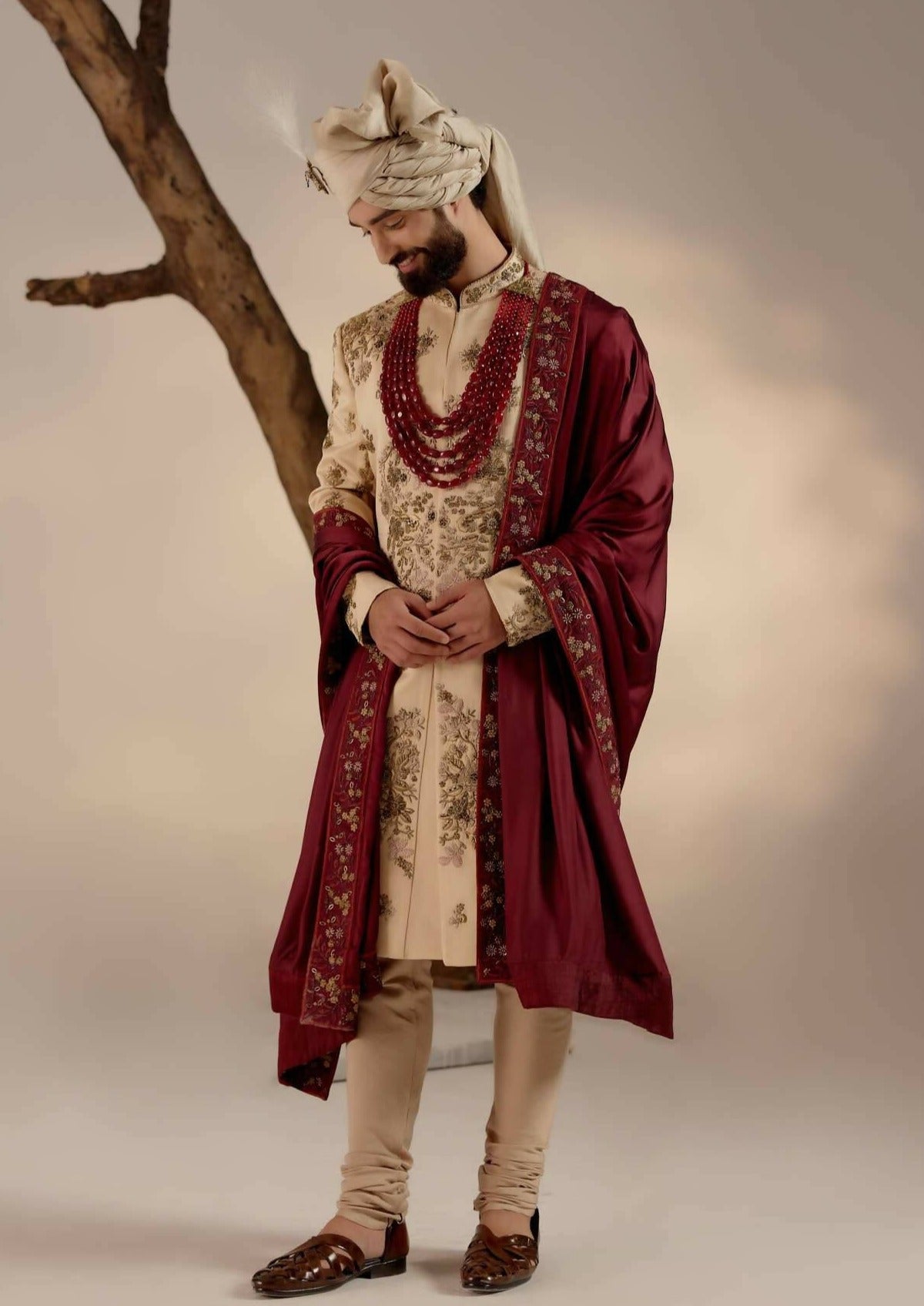 Frosted Almond Sherwani Set
