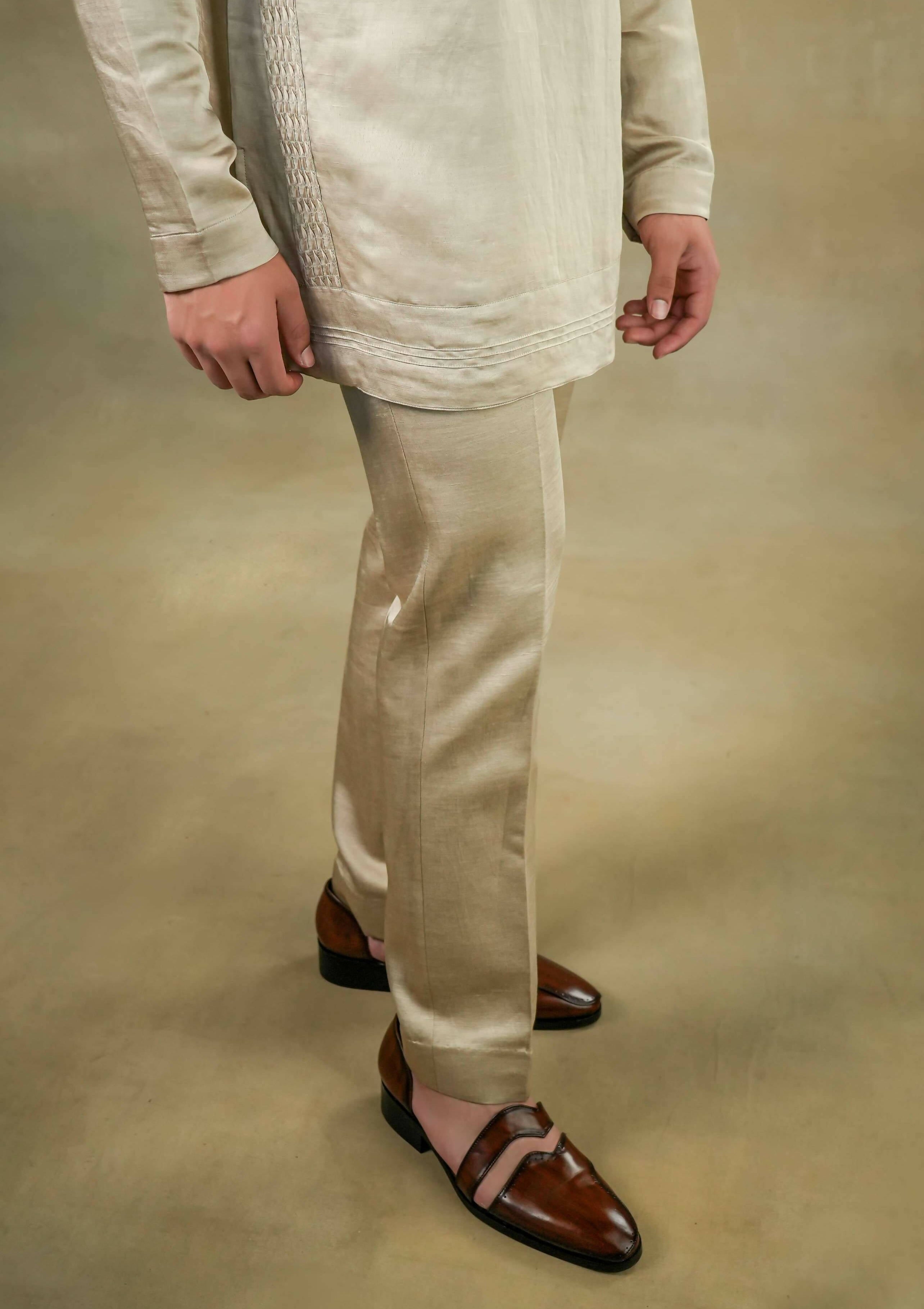Sand Grey Short Kurta Set