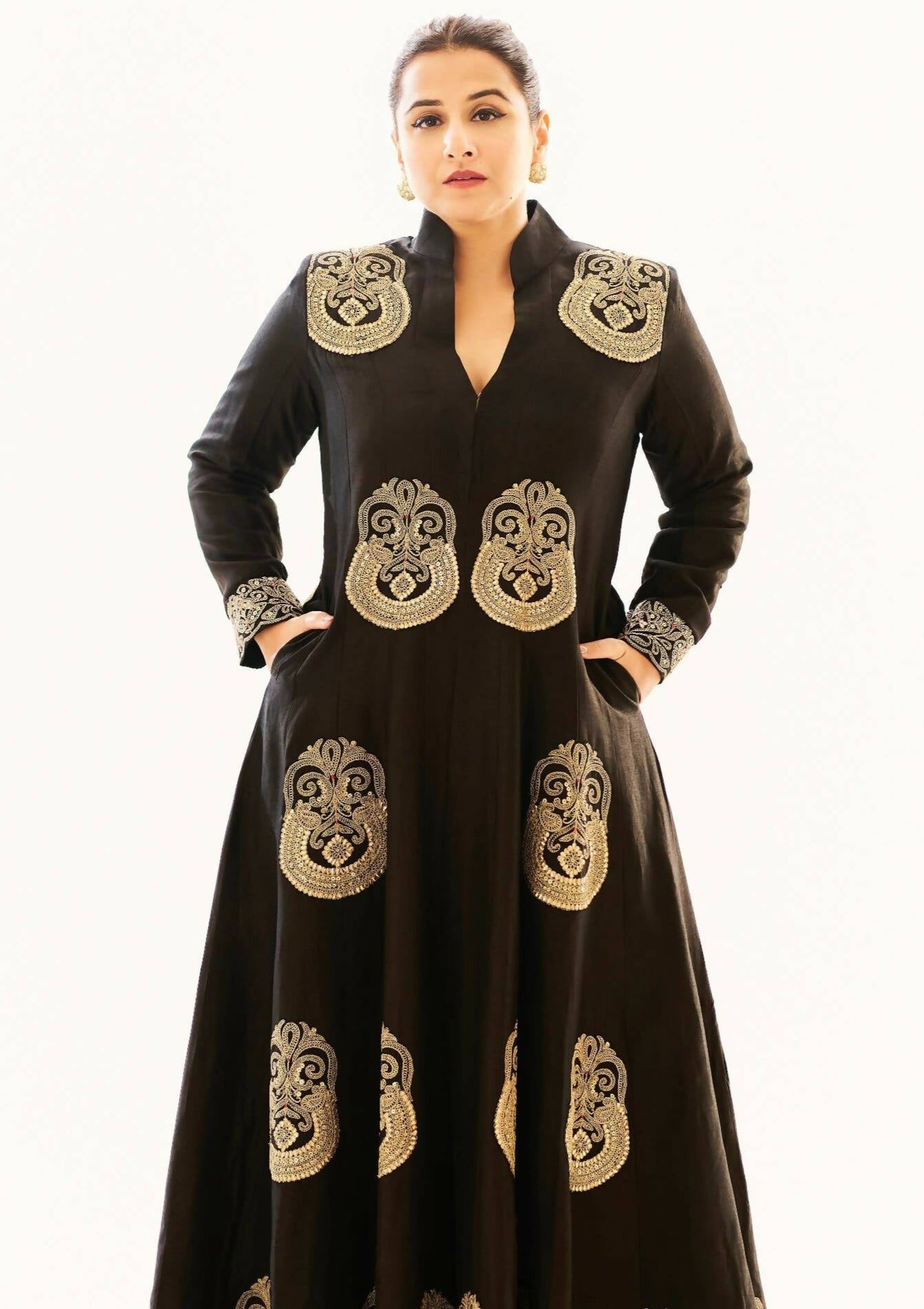 Vidya Balan Black Fo Jacket Set