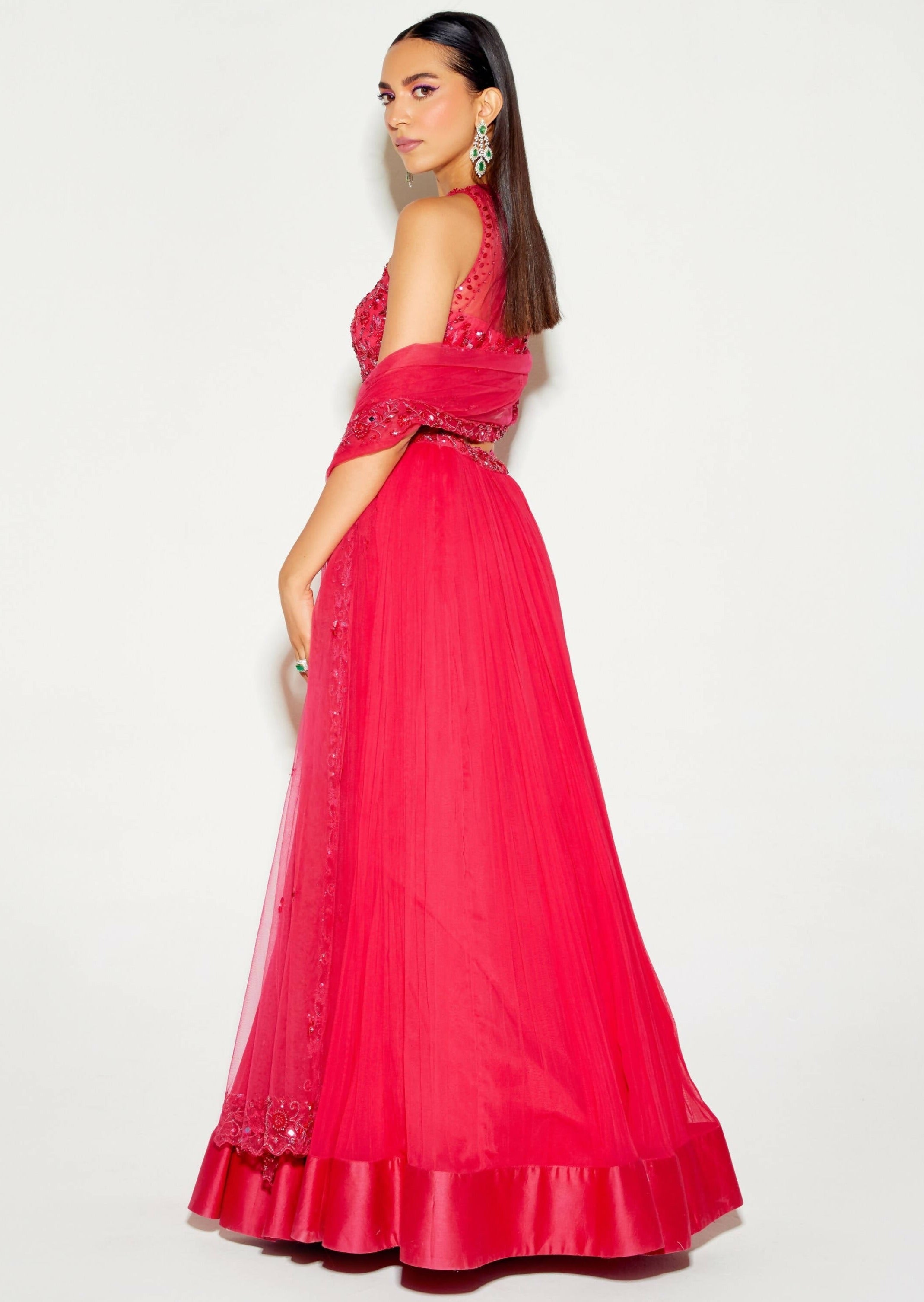 Red Tonal Lehenga