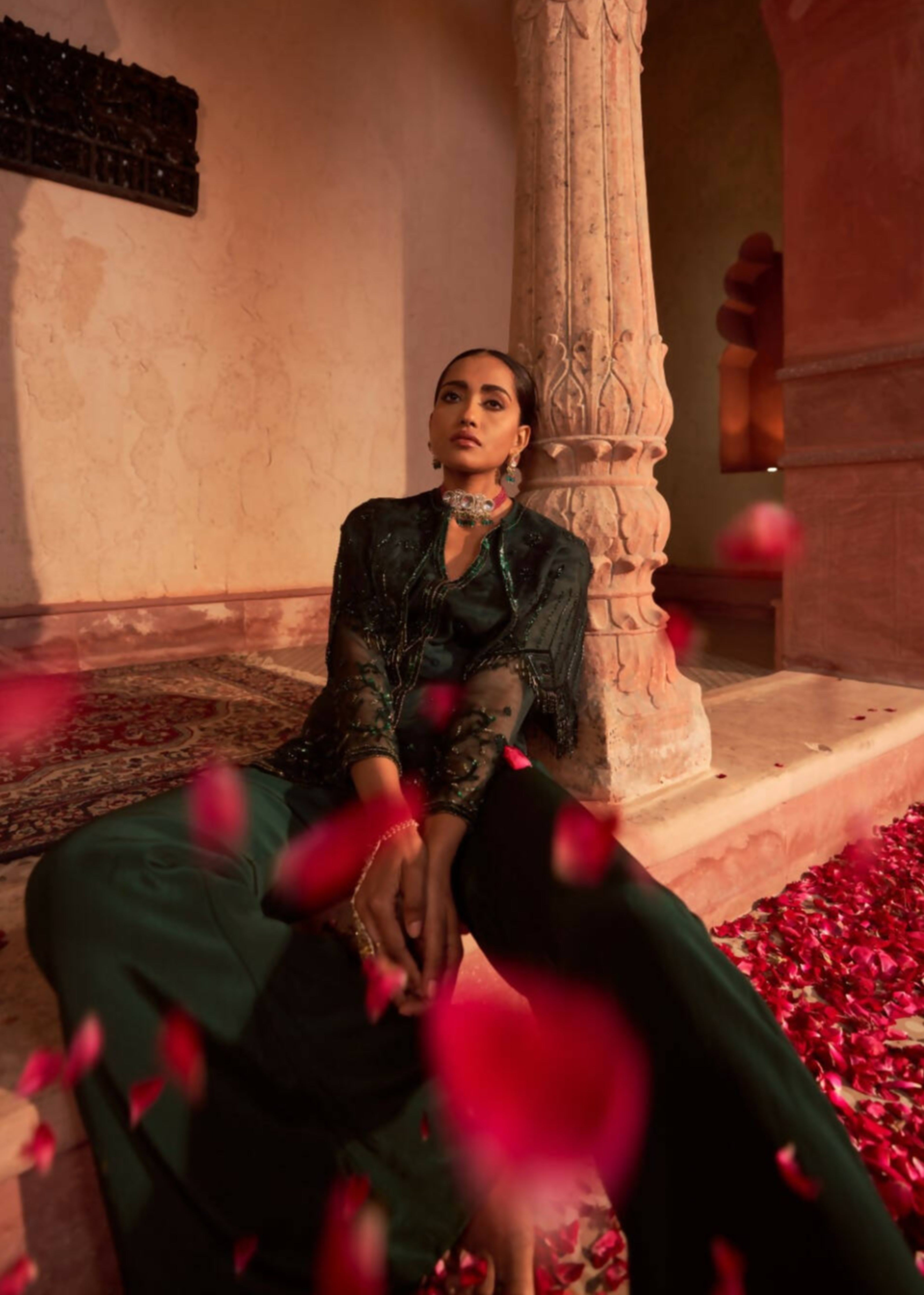 Green Bahu Mela Sharara Set