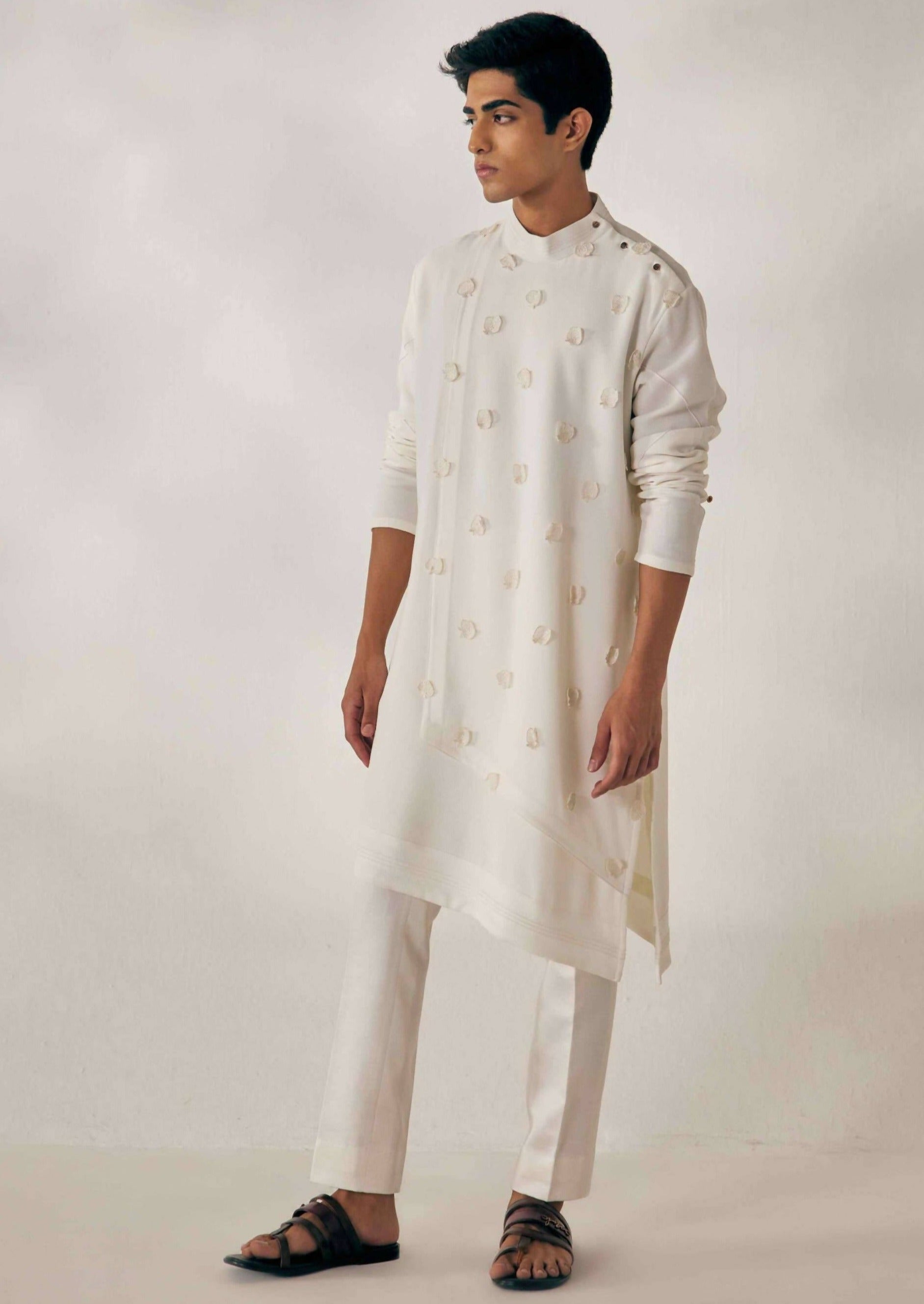White Applique Kurta Set