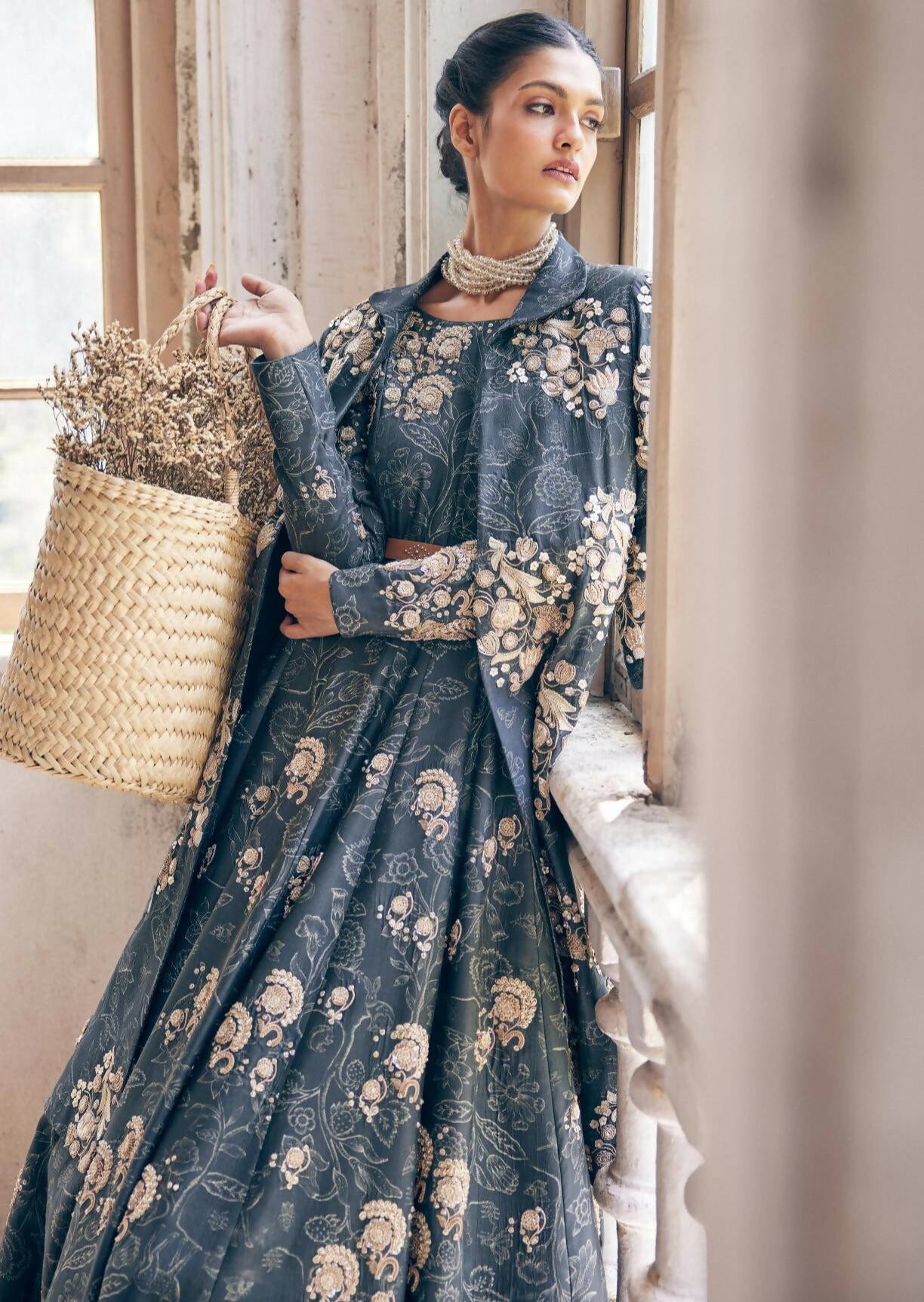 Black Deer Printed Anarkali