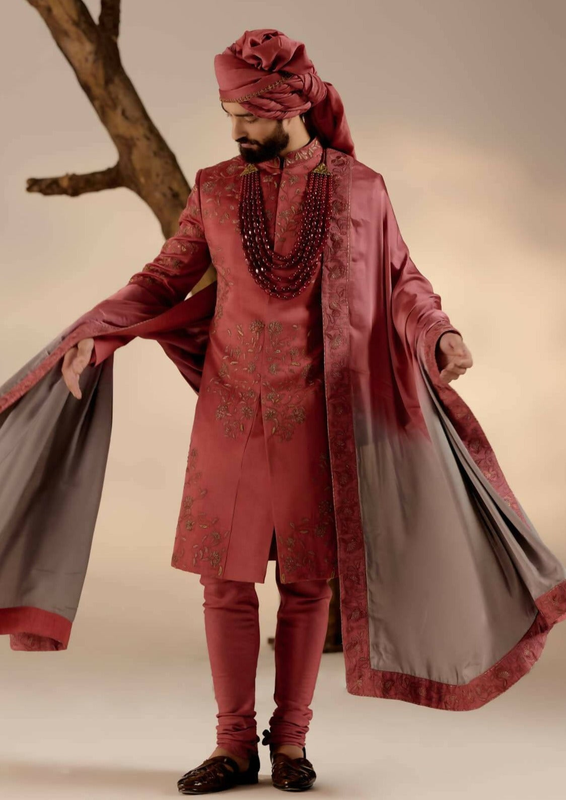 Red Ochre Sherwani Set