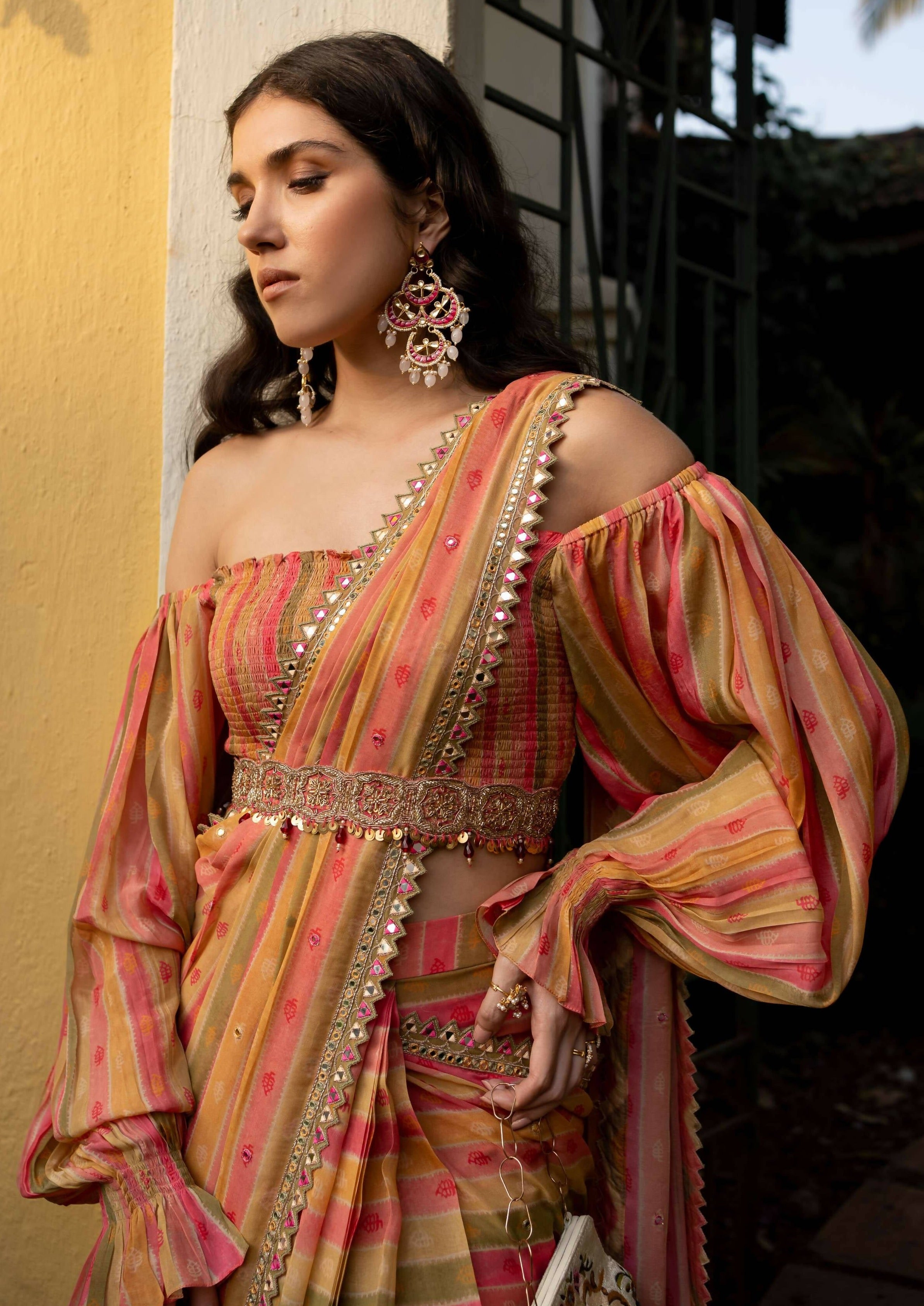 Vintage Stripe Sari Set