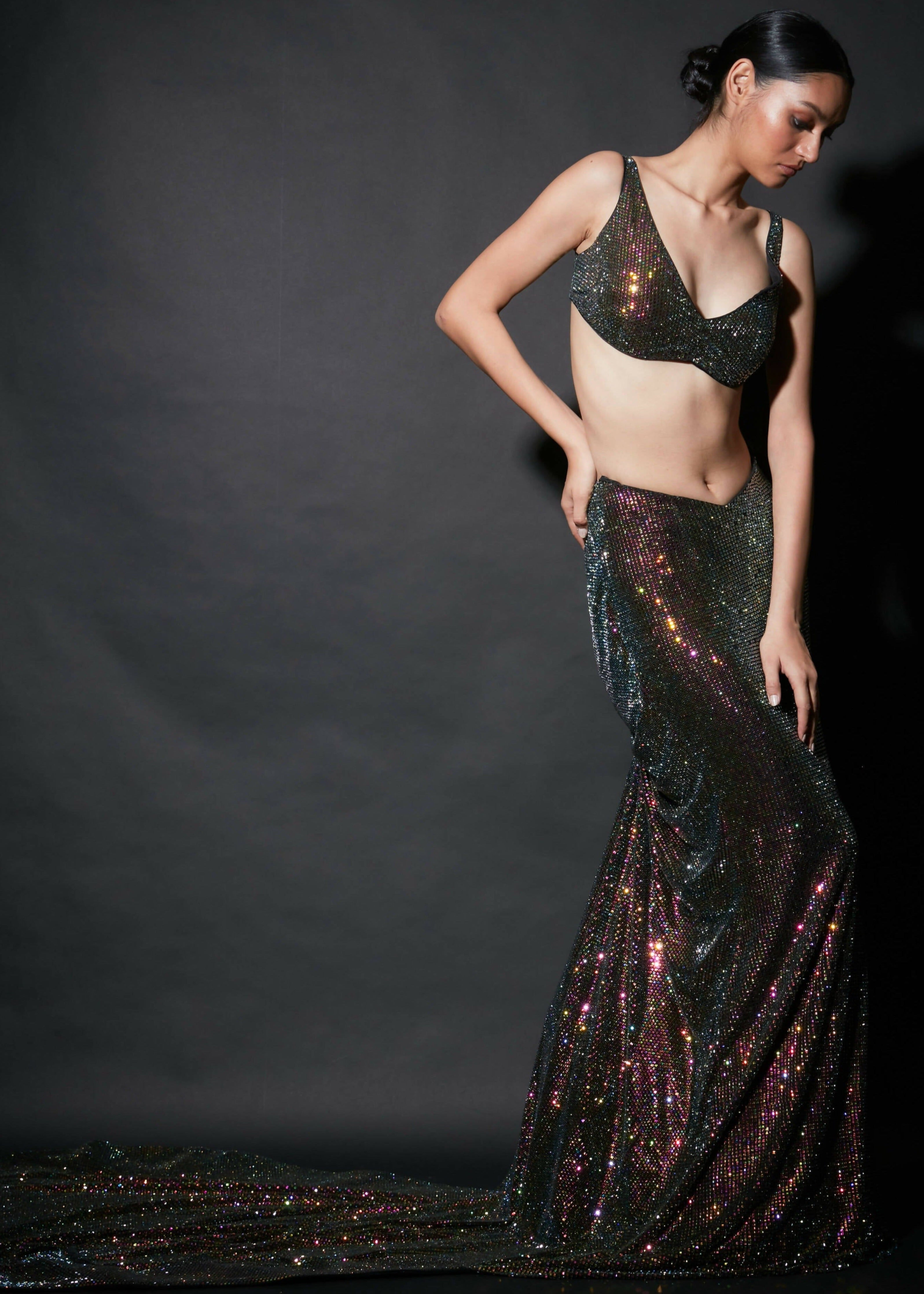 Bombshell Skirt with V-Neck Blouse - NYRAA