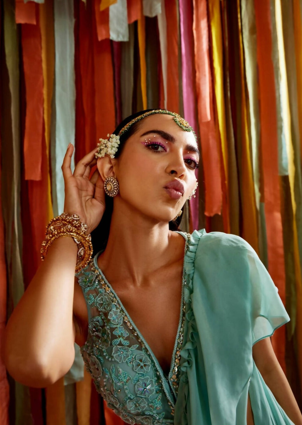 Mint Green Ruffle Sari