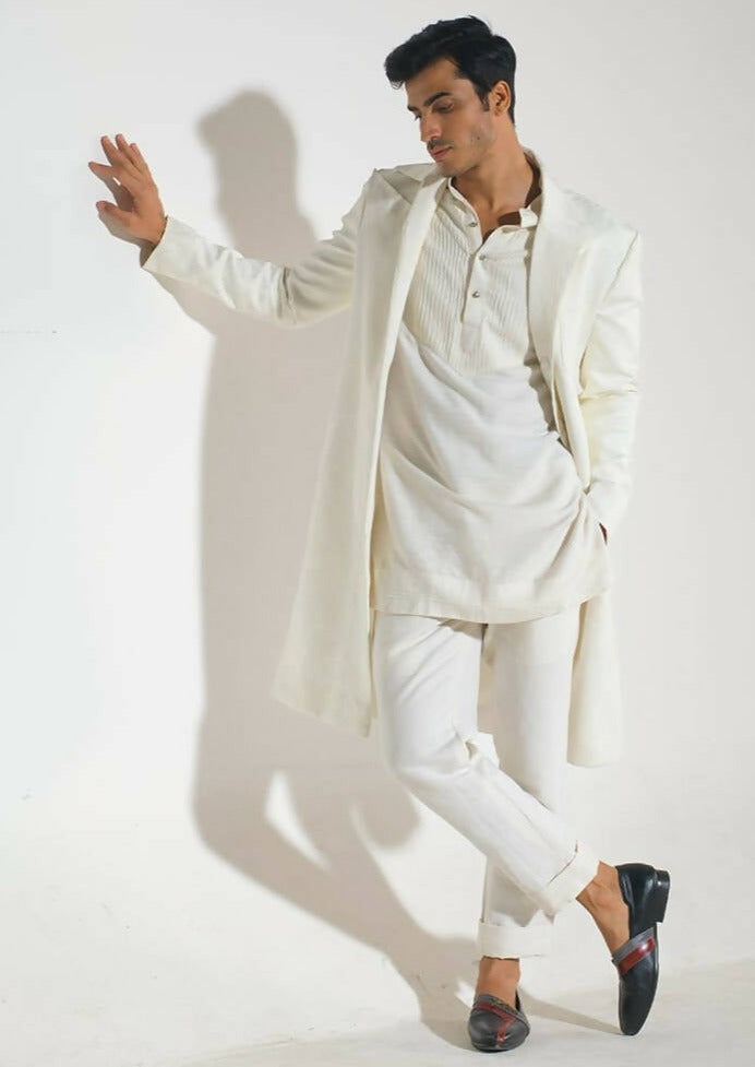Ivory Textured Overcoat