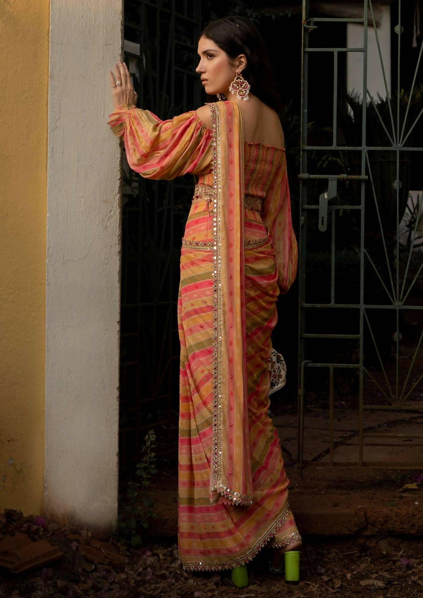 Vintage Stripe Sari Set