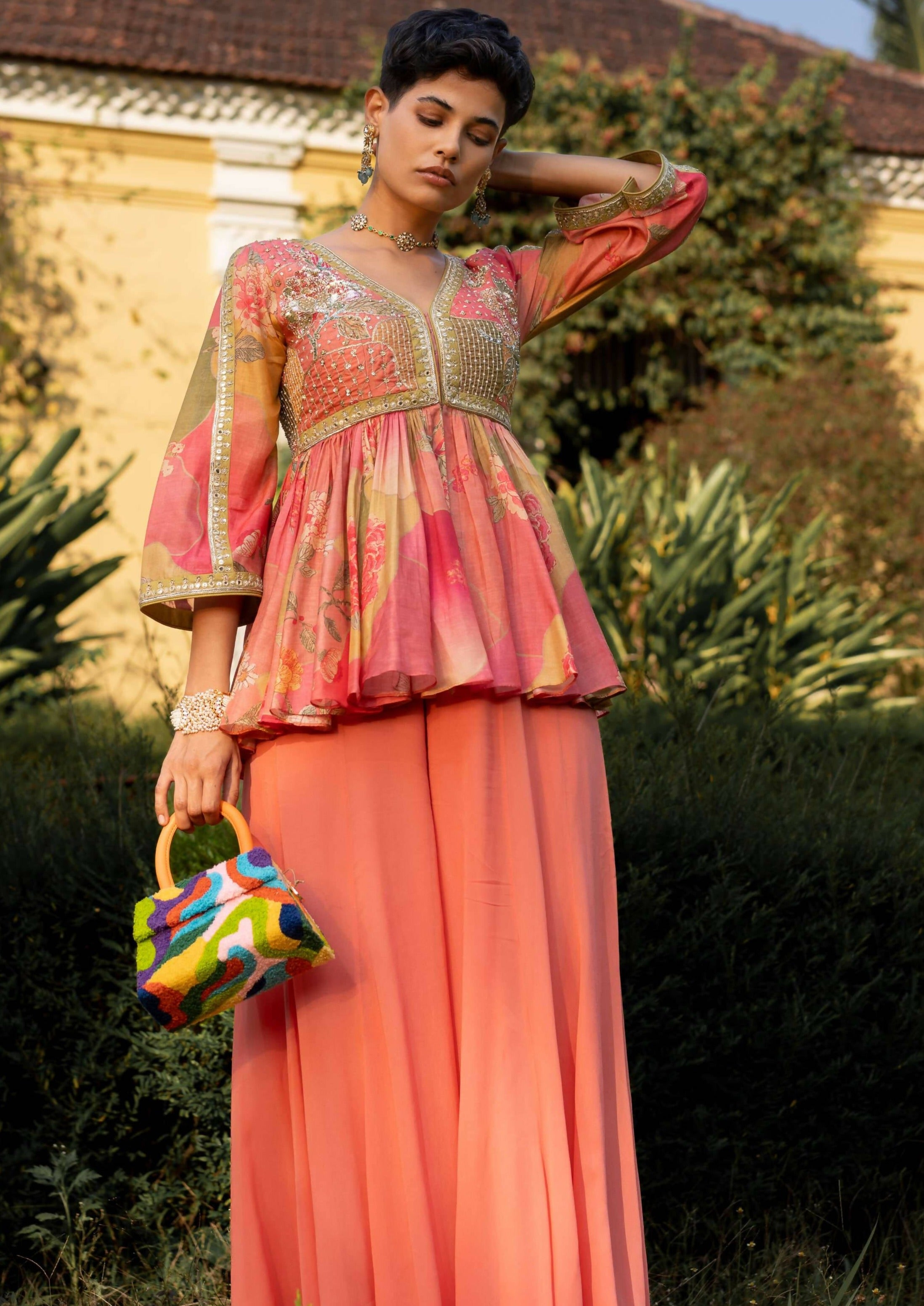 Hint of Blush Naksha Print Peplum Set