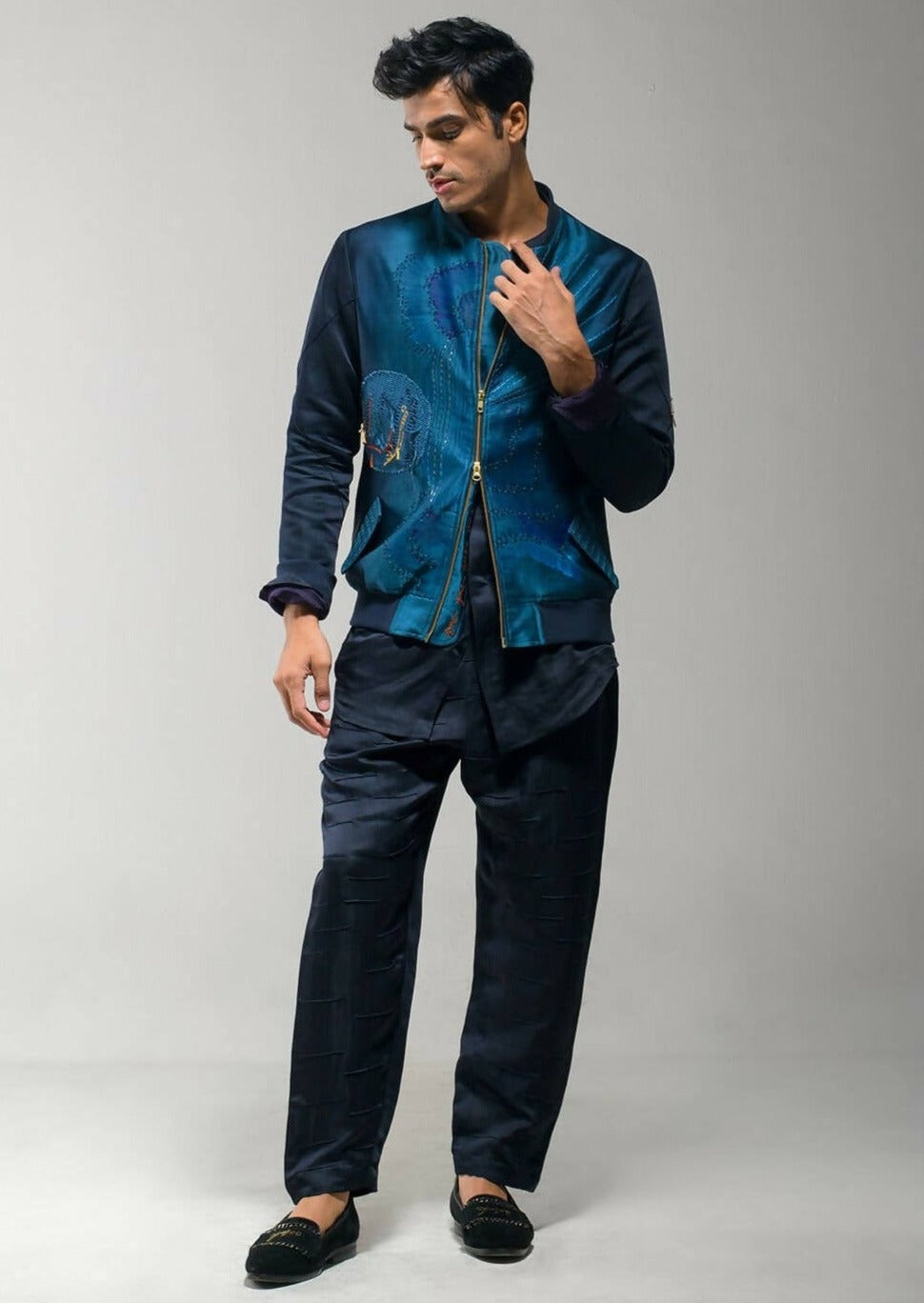 Midnight Blue Bomber Jacket Set