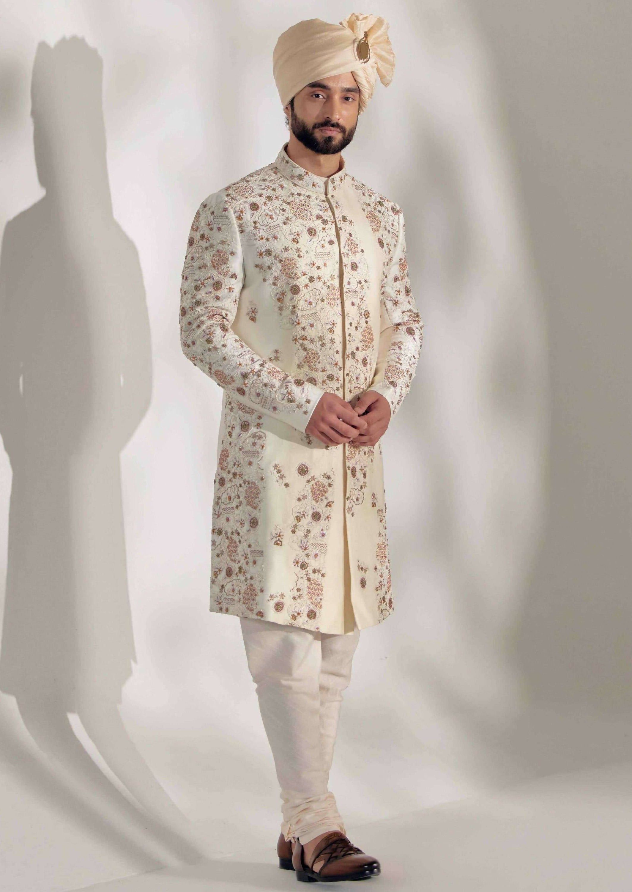 Ivory Ochre Sherwani Set