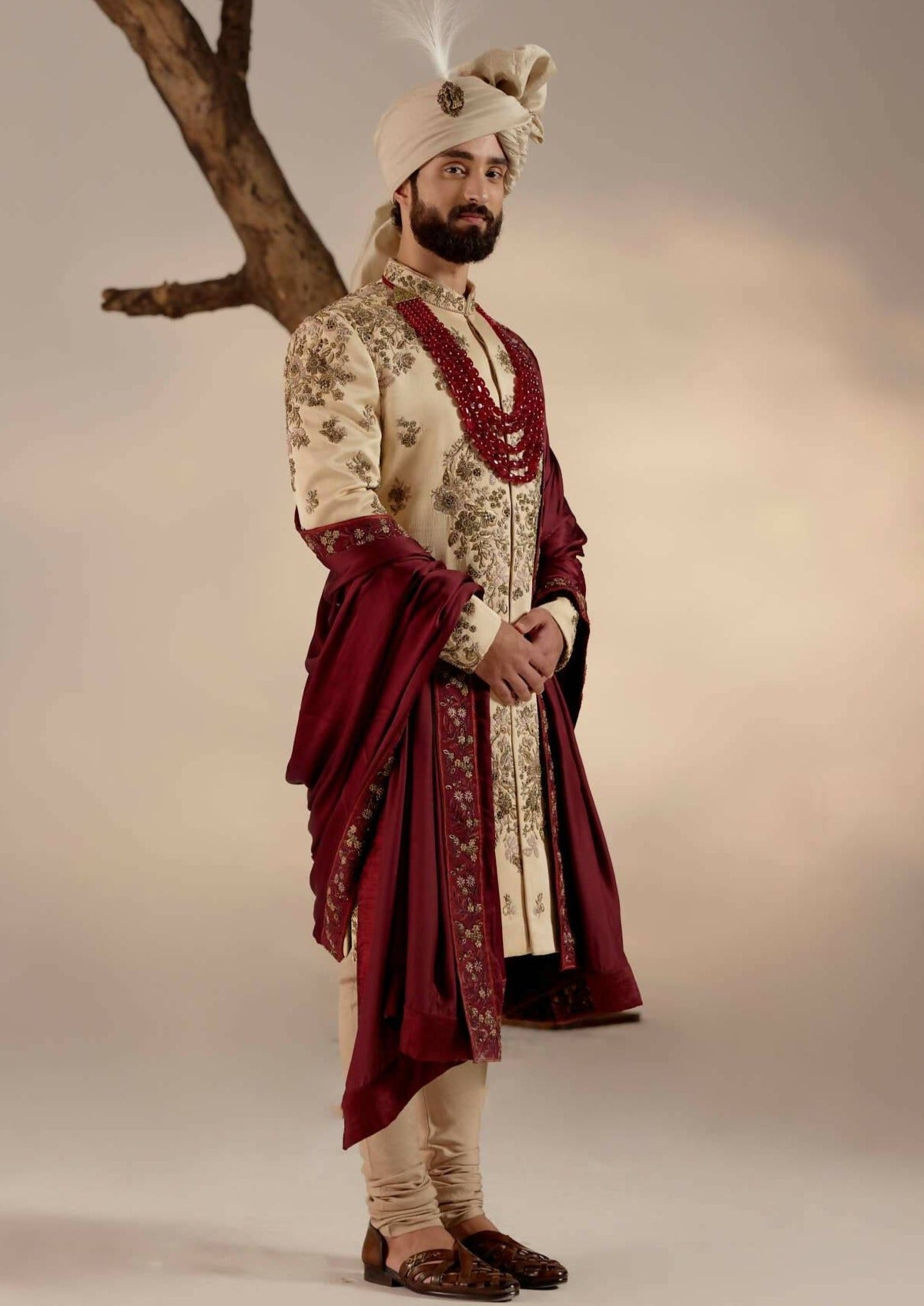 Frosted Almond Sherwani Set