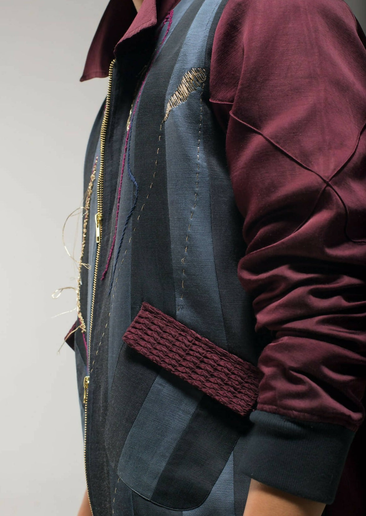 Black Striped Bomber Jacket
