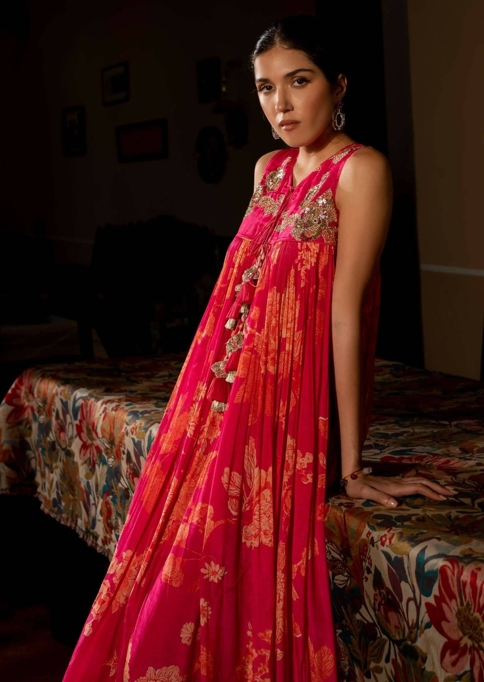 Flourishing Floral Jaal Maxi Dress
