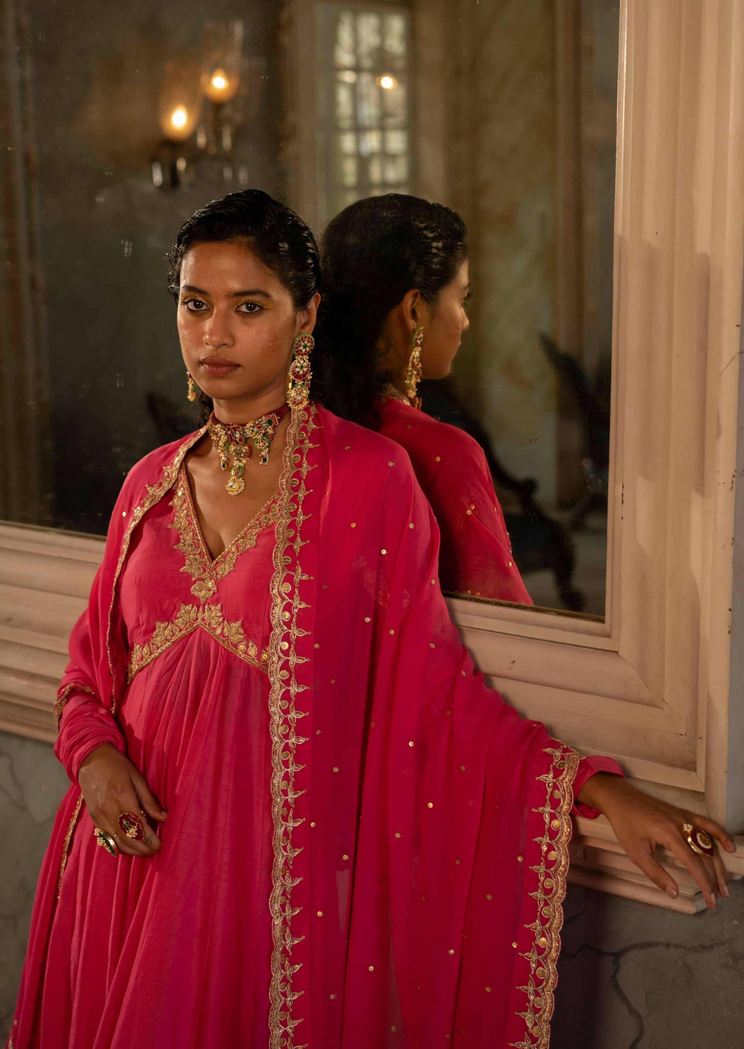 Fuchsia Pink Anarkali Set